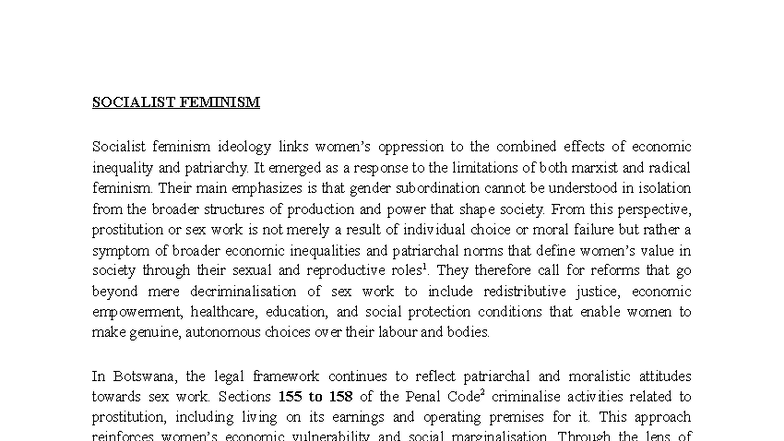SOC 101: Final Exam on Socialist Feminism and Economic Inequality - Studocu
