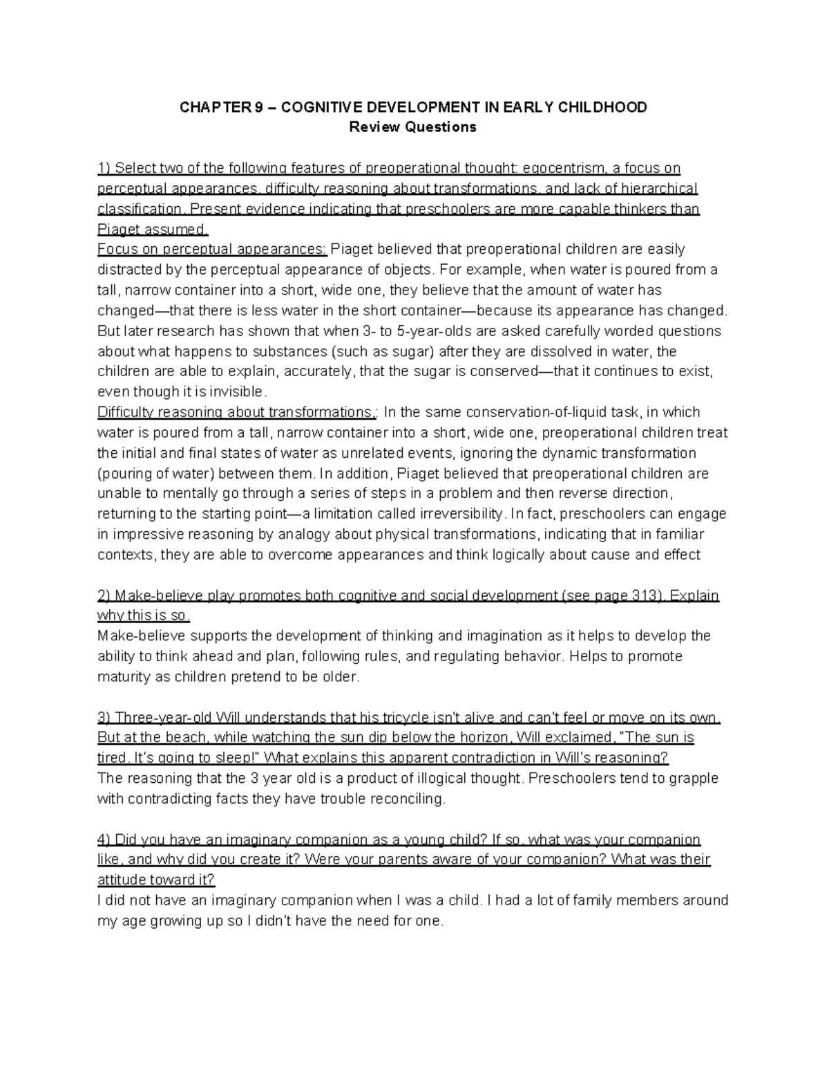 Chapter 1 Review Questions: Prenatal and Early Childhood Development ...