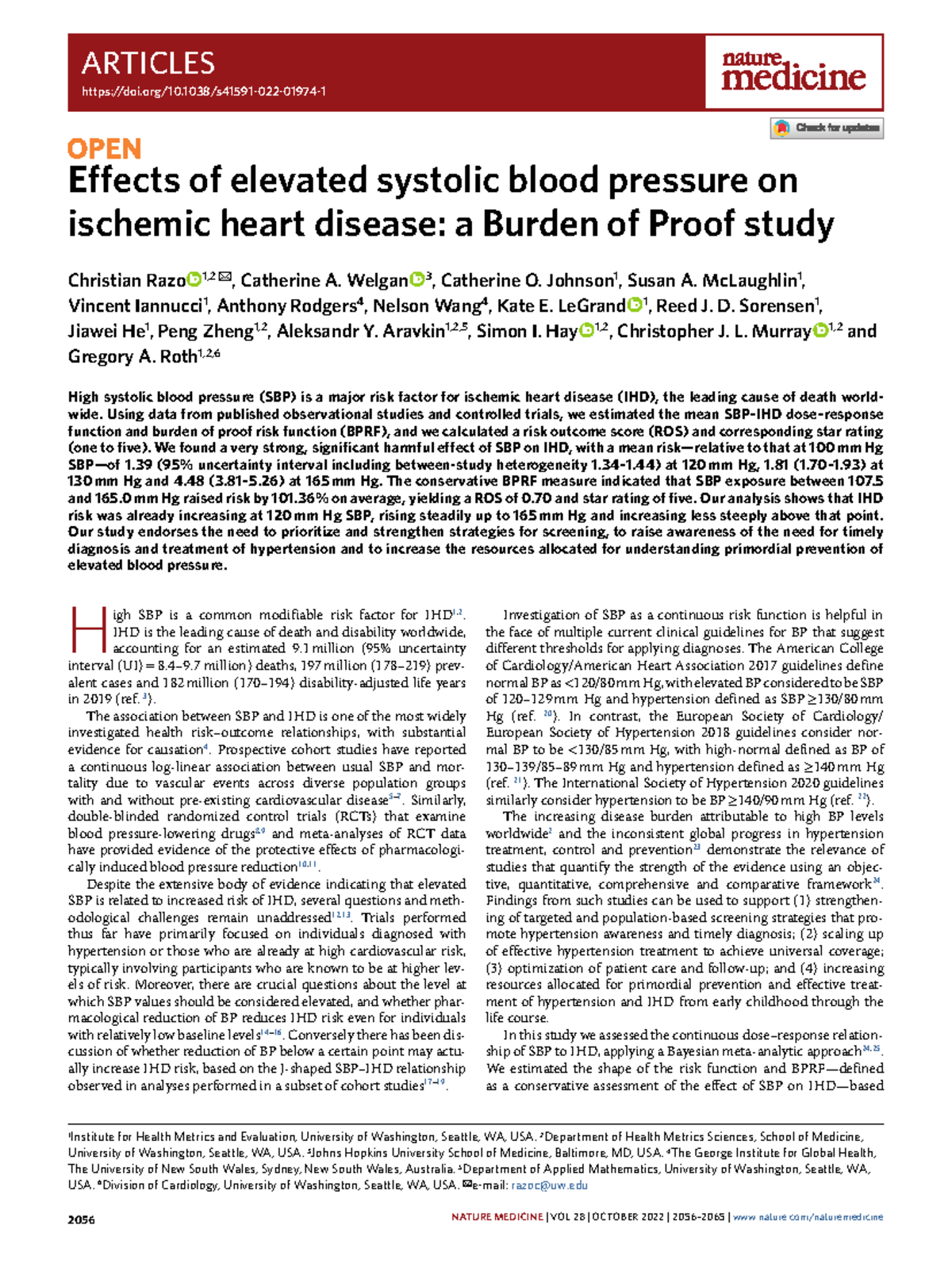 Effects of elevated systolic bp on ischemic heart disease burden of