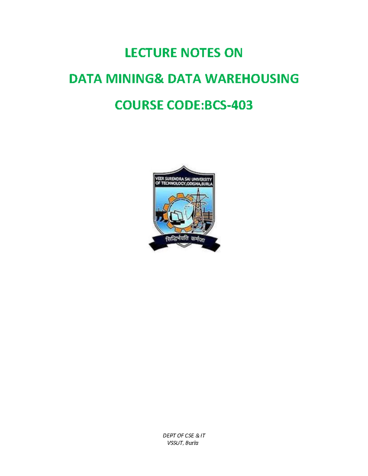 Data mining - Lecture notes 5 - B.sc(Computer Science) - Studocu