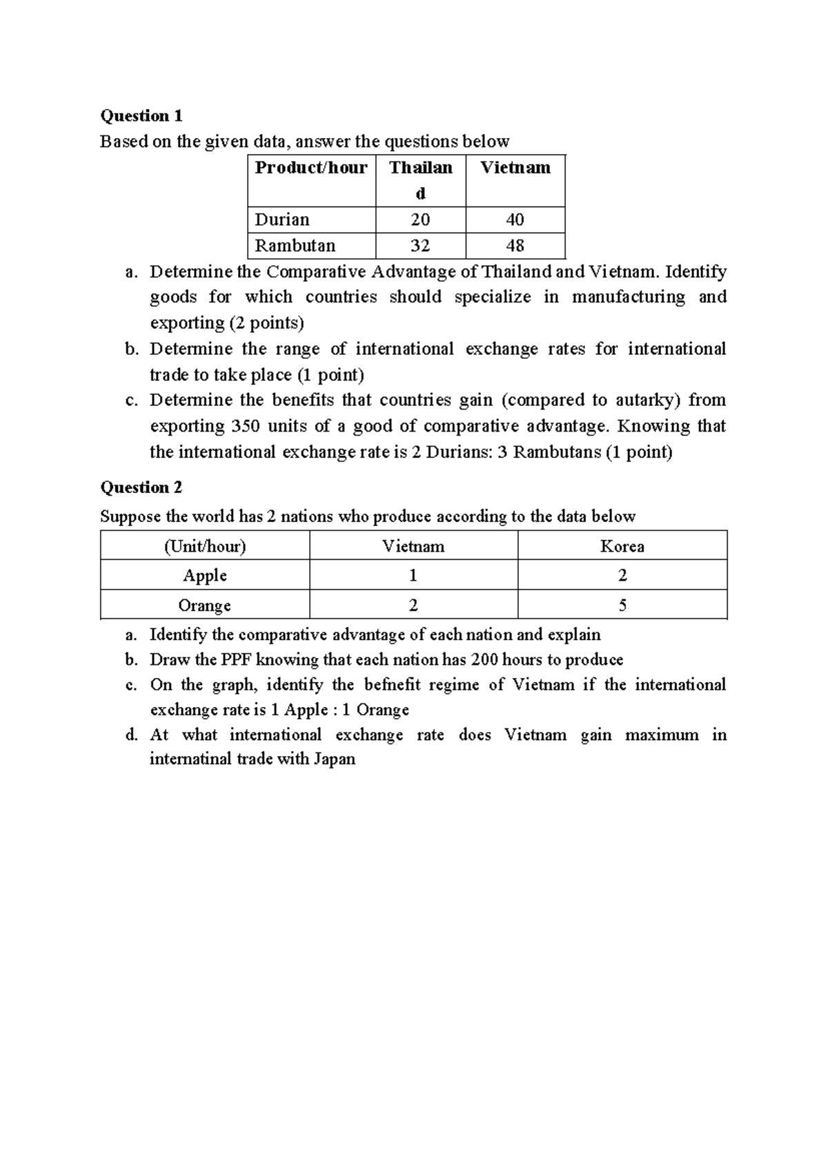 Bài Tập - Comparative Advantage & International Trade Analysis - Studocu
