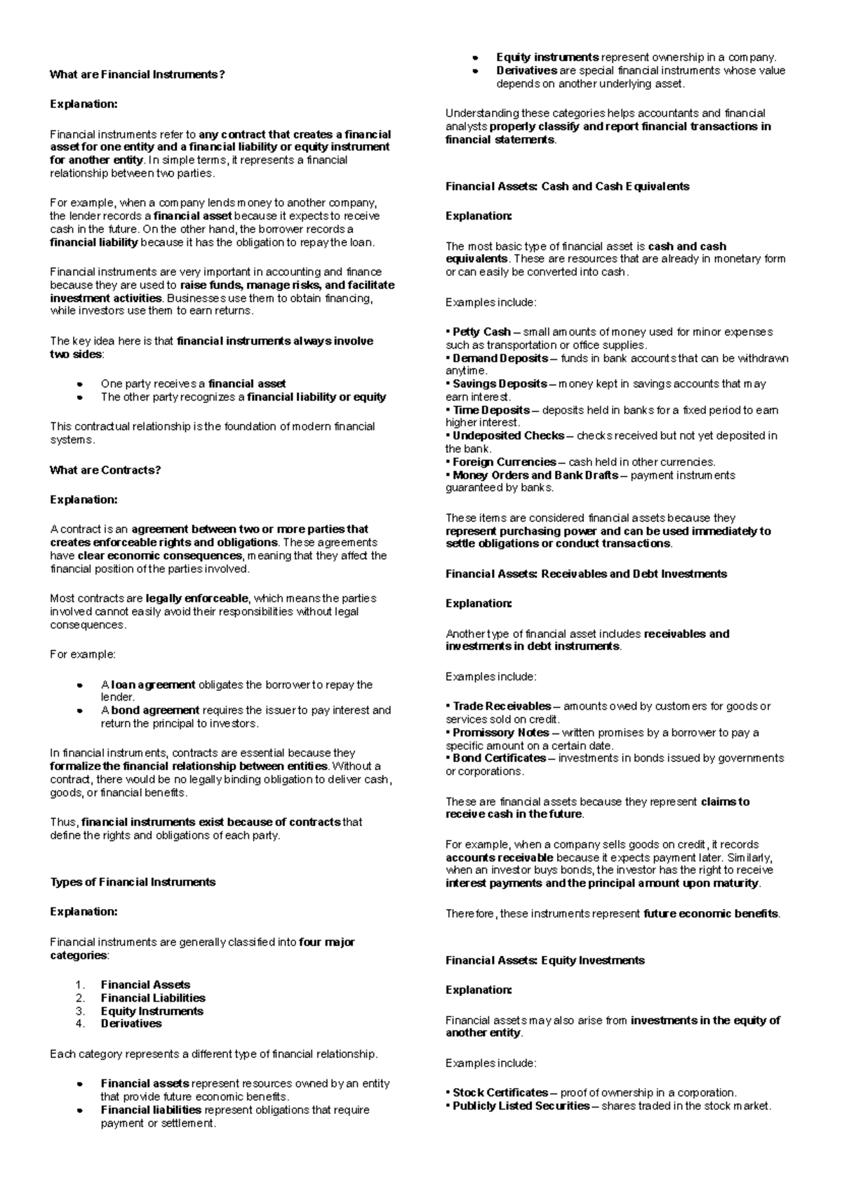 Understanding Financial Instruments: Types & Importance - Studocu