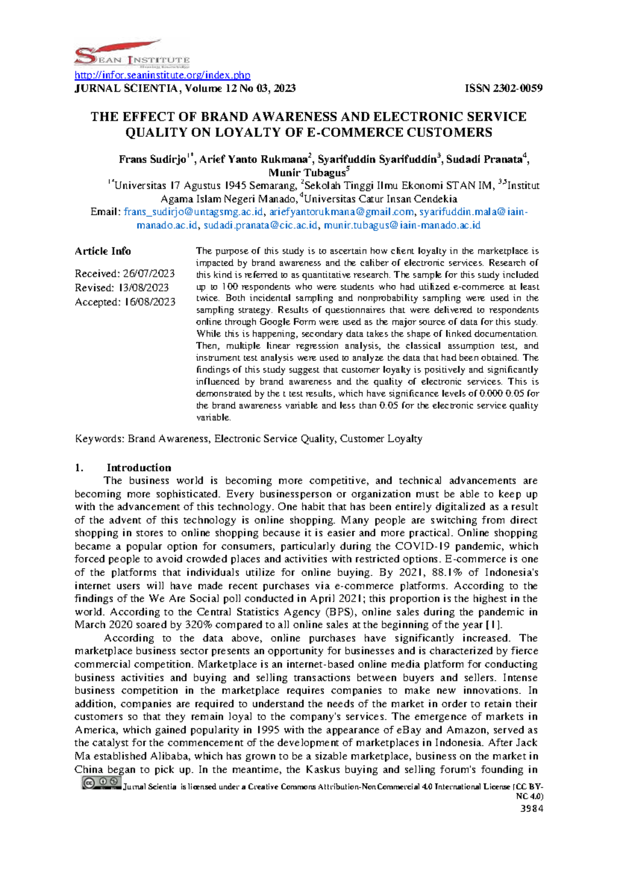 The Impact of Brand Awareness and E-Service Quality on Customer Loyalty ...