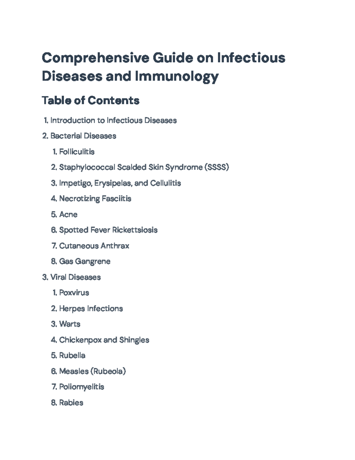 Infectious Diseases and Immune Response Study Guide (BIO 101 ...