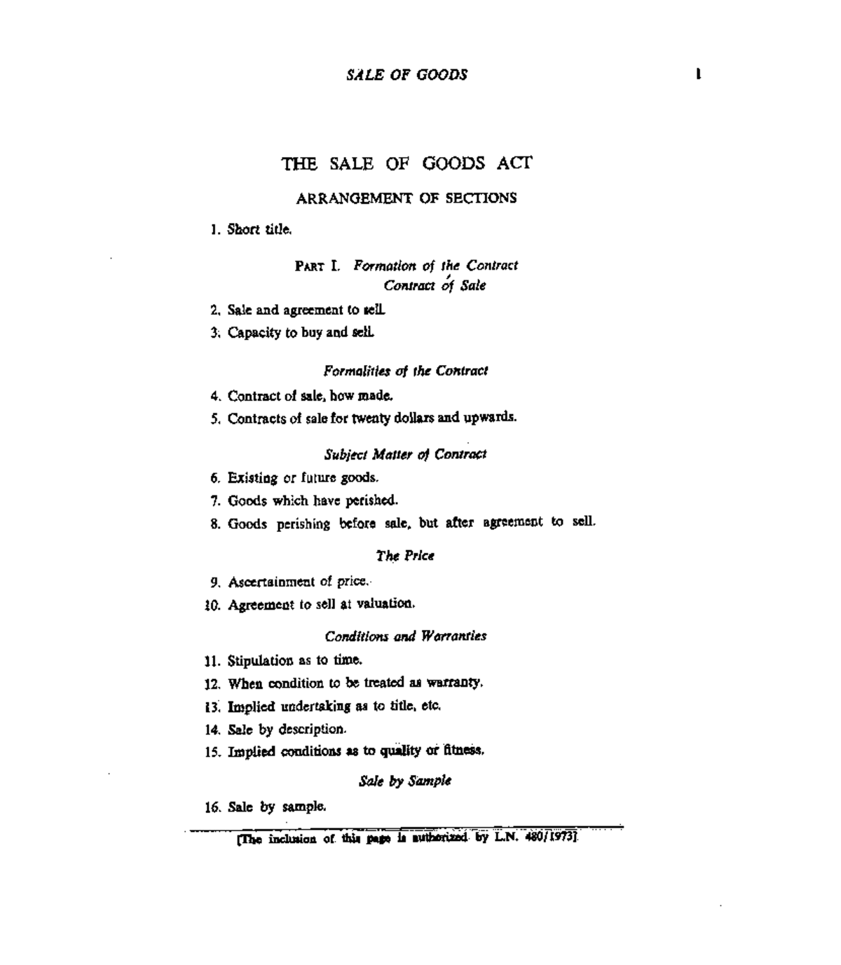 Sale of Goods Act - Comprehensive Practice Notes (LAW 101) - Studocu