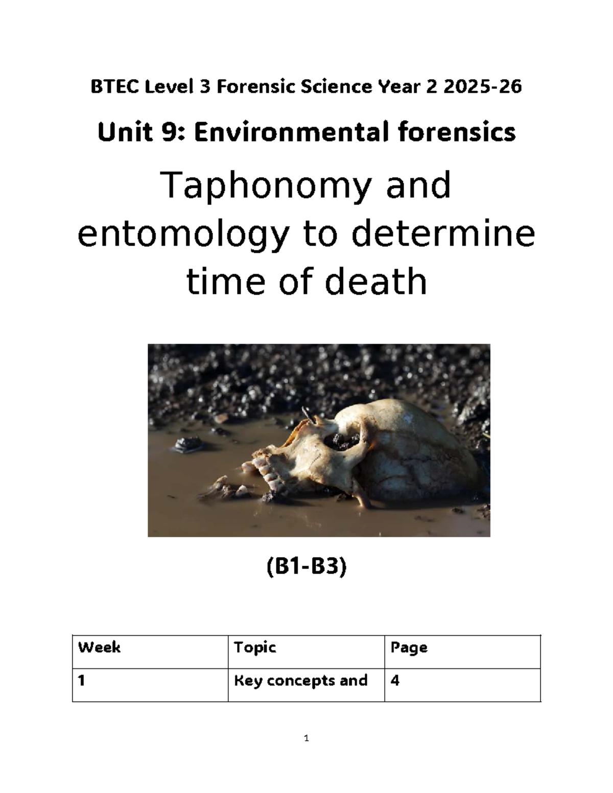 BTEC Level 3 Forensic Science Year 2 Unit 9: Environmental Forensics ...