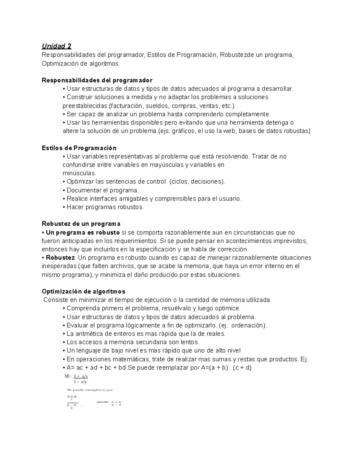 Lenguajes 1- Resumen - Unidad 2 Responsabilidades del programador ...
