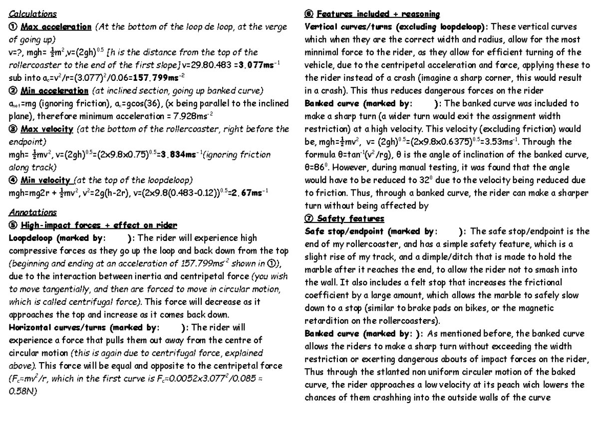 Physics of Rollercoaster Dynamics: Loop De Loop Analysis (PHYS 101 ...