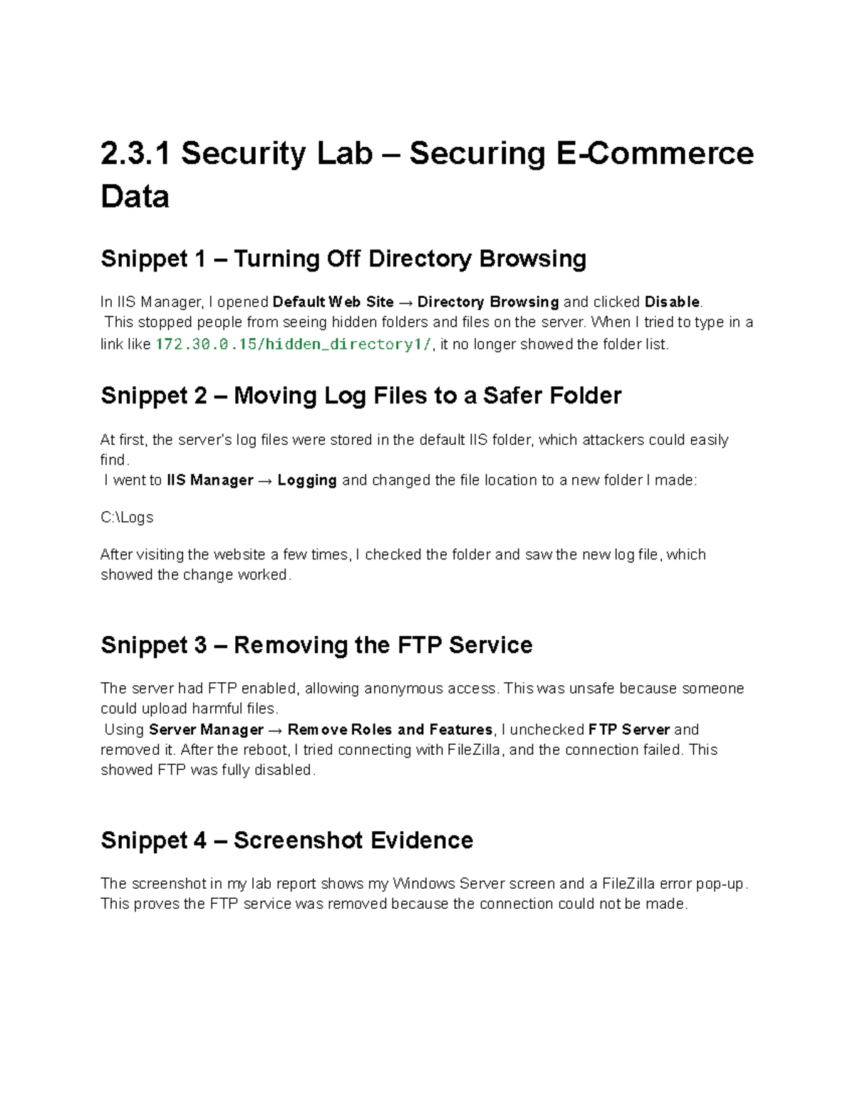2.3.1 Cybersecurity Lab: Securing Data in IIS Manager - Studocu