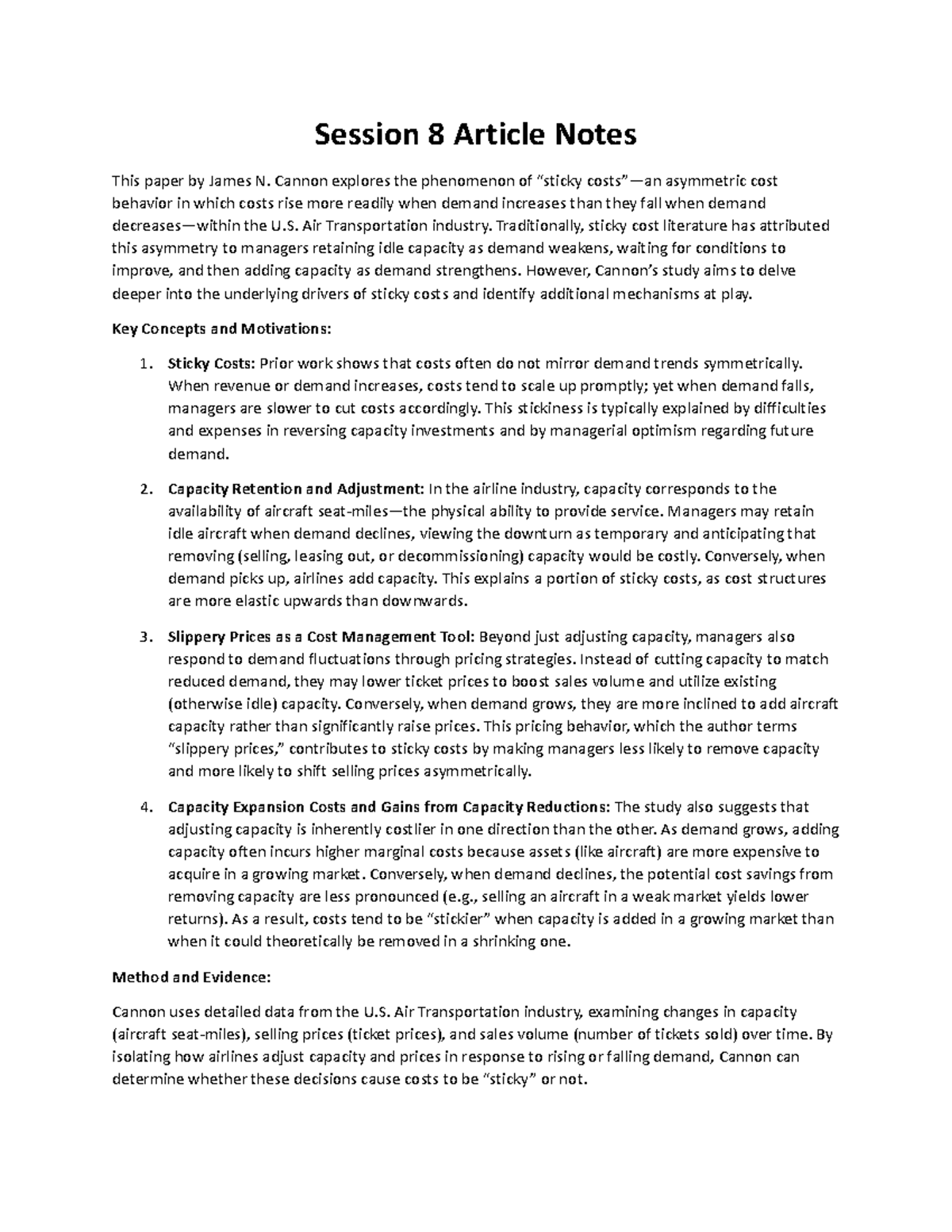 Session 8 Article Notes - Session 8 Article Notes This paper by James N ...