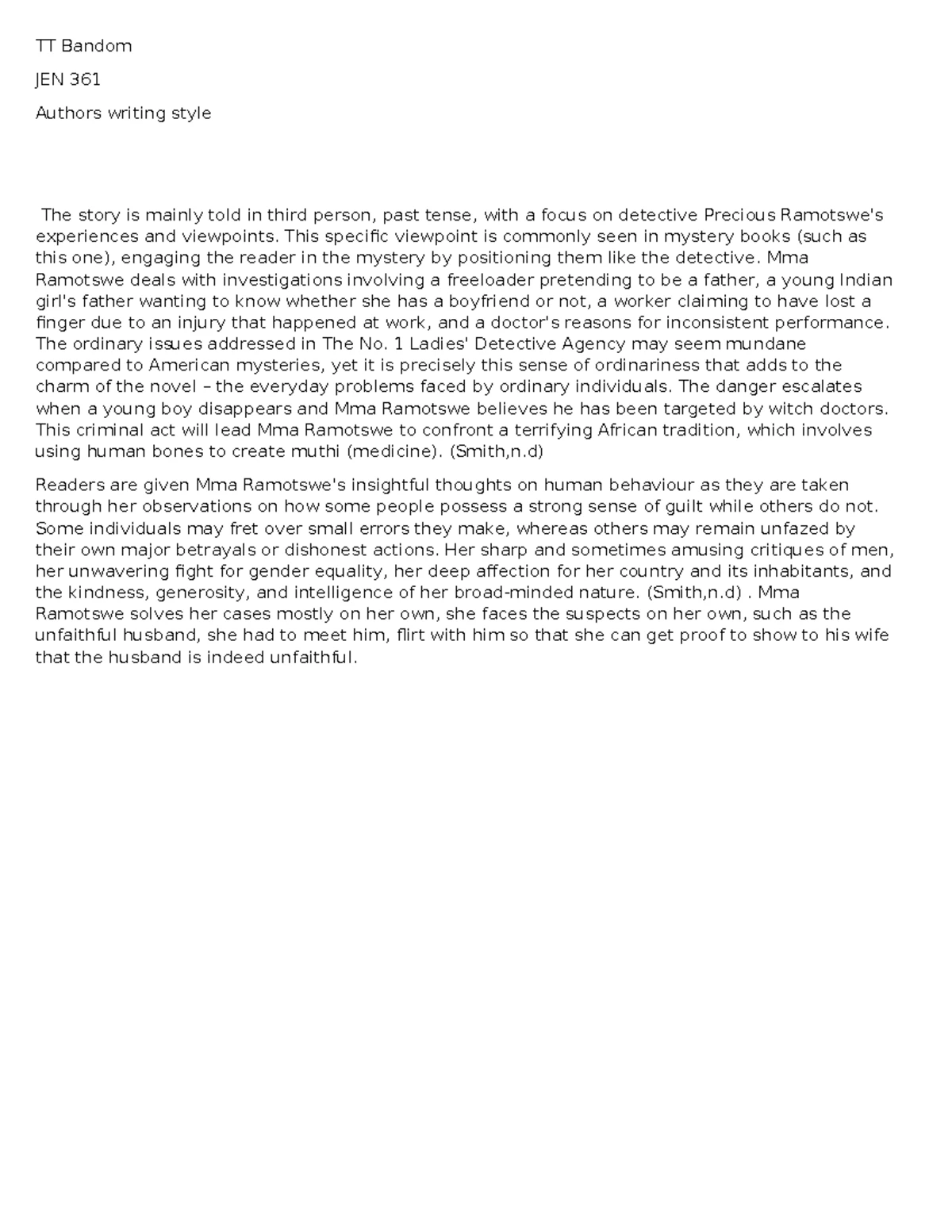 No1 Ladies Detective Agency - There were a few things in the agency at ...