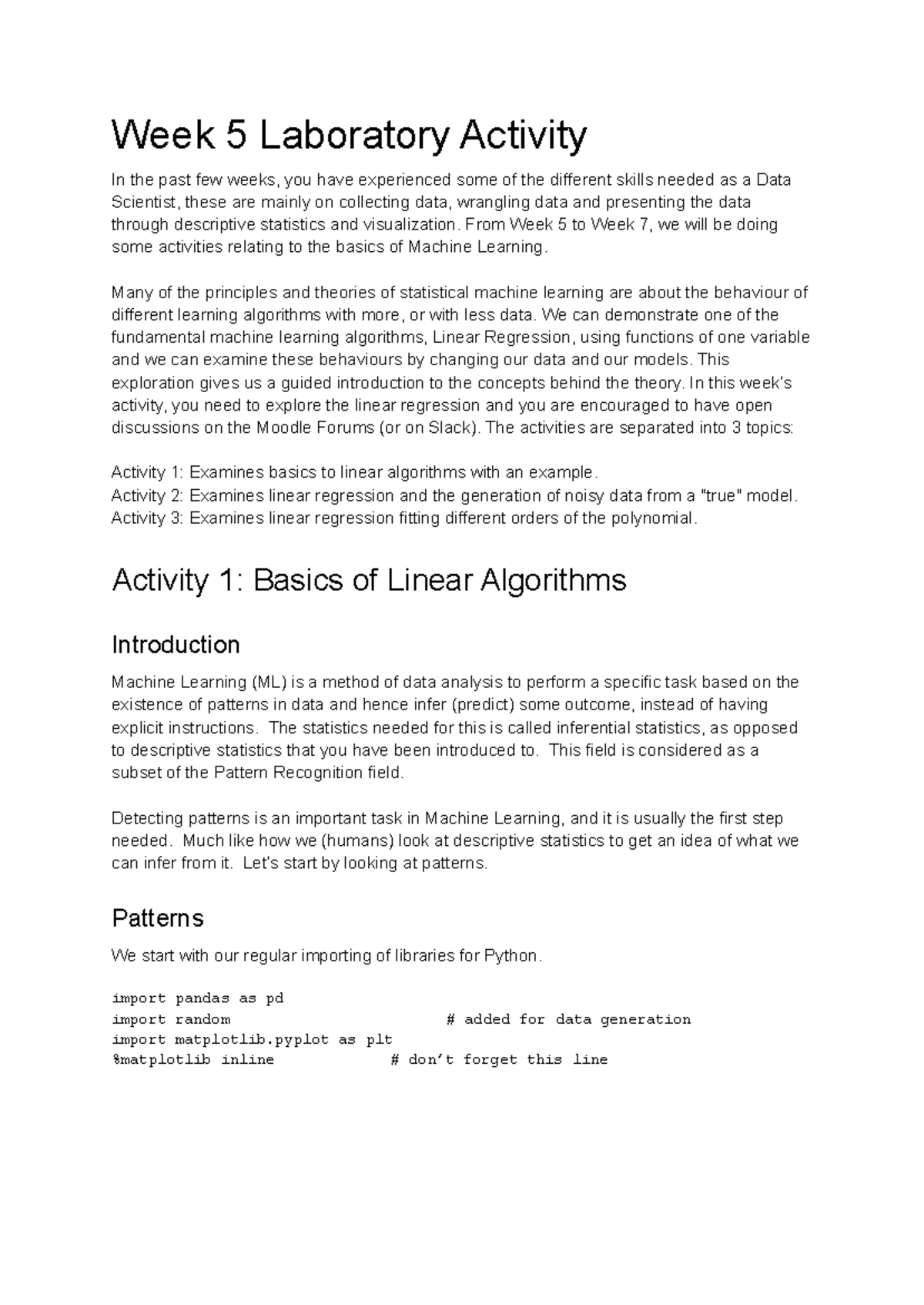 Week 5 Laboratory Activity Tutorial - Intro to data science - Week 5 ...