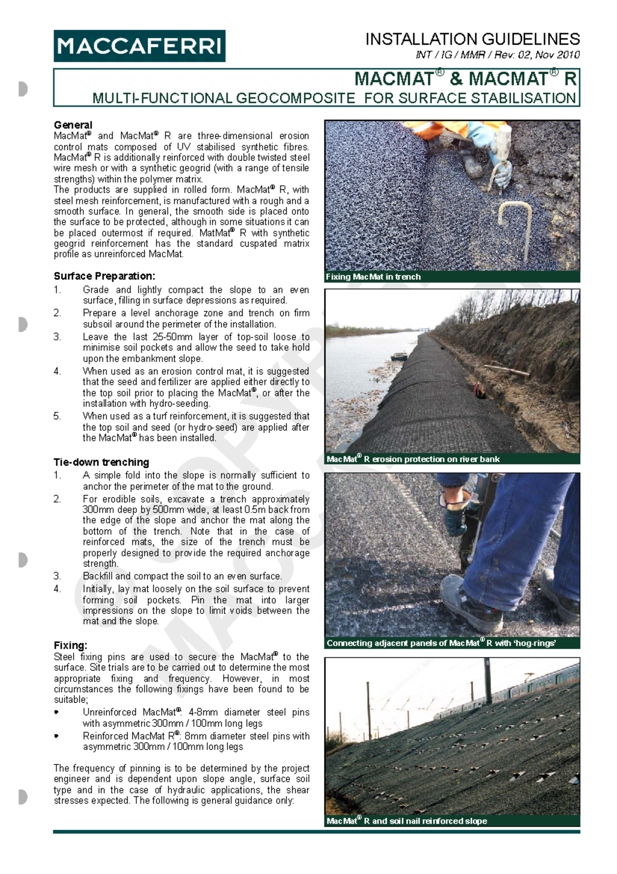 MacMat R Installation Guidelines AU: Erosion Control & Surface ...