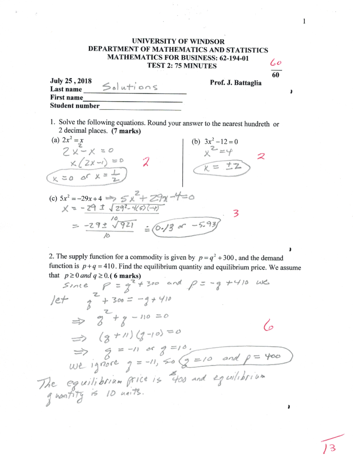 Math1980 W23, Sample Exam Questions for Chapters 5 & 6 - Studocu