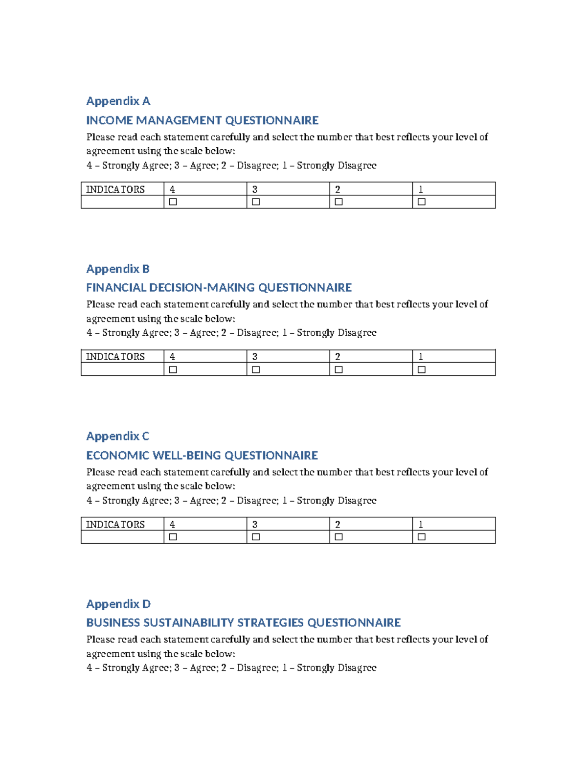 Bisaya Questionnaire: Income, Financial, Economic & Sustainability ...