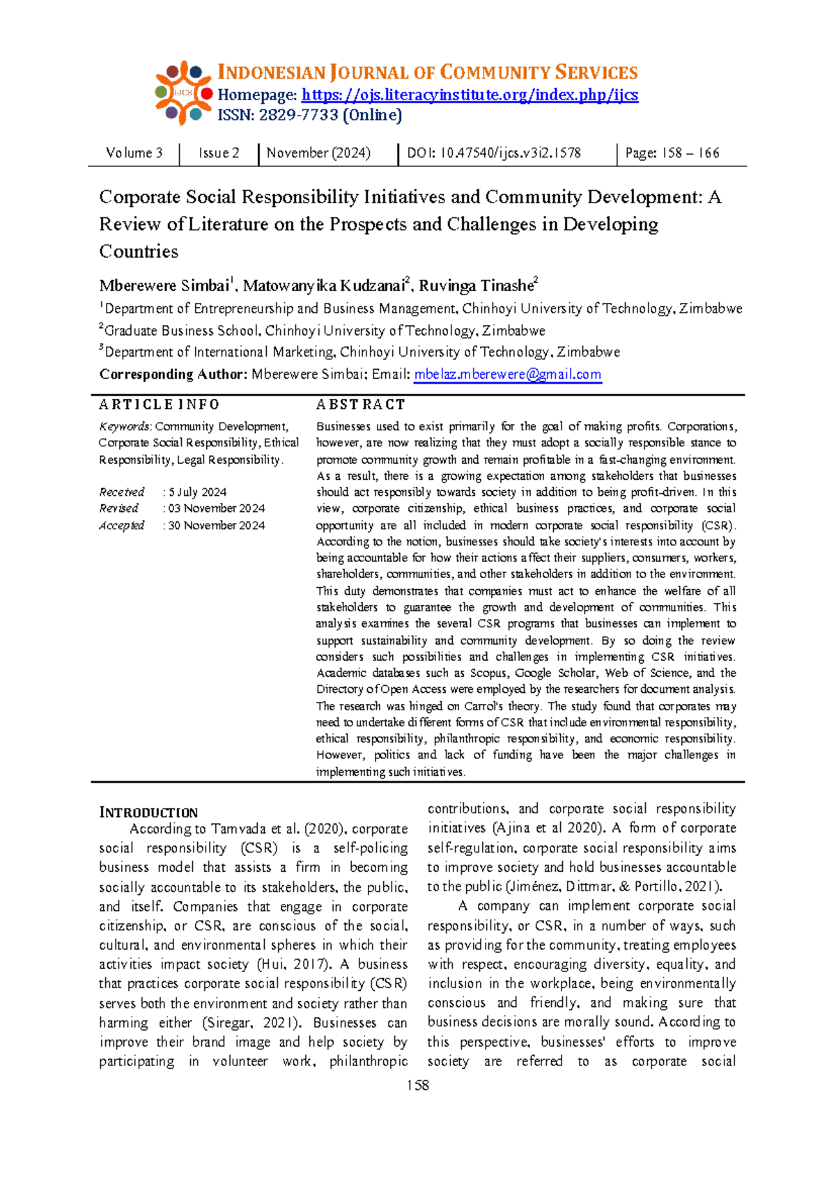 Corporate Social Responsibility and Community Development: A Literature ...