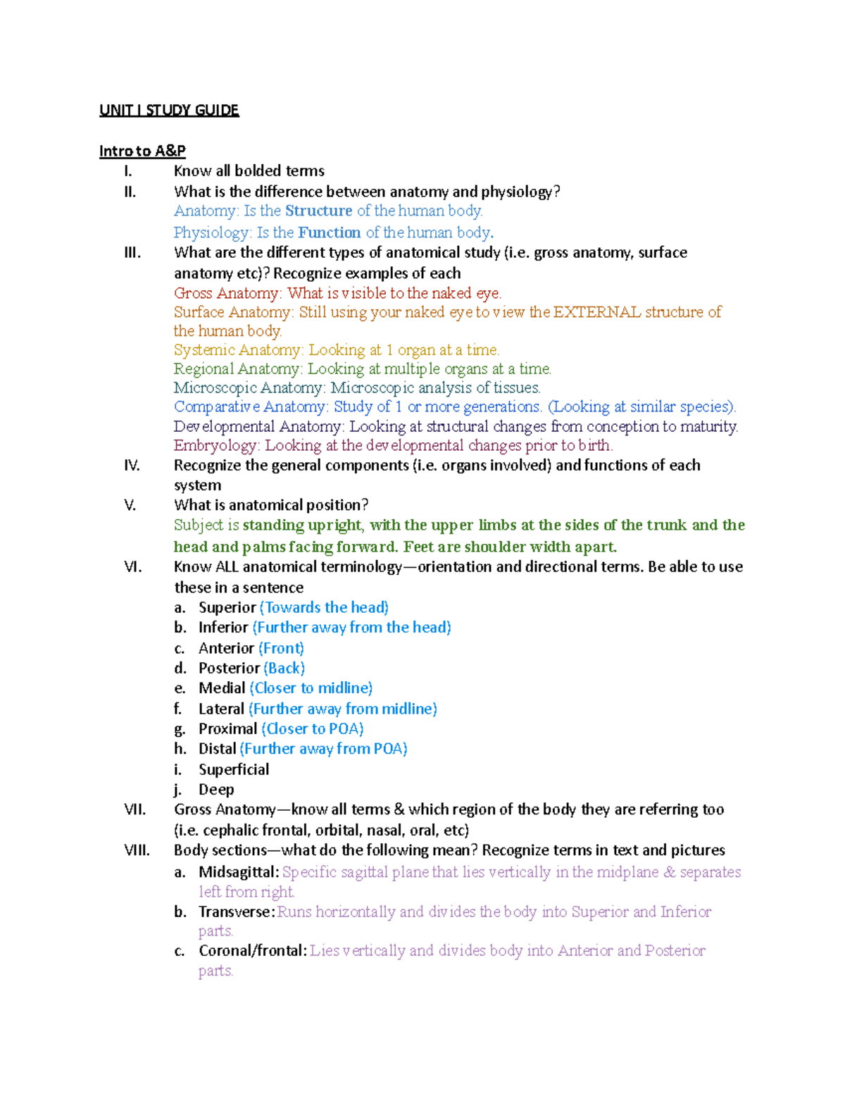 A&P 1 Study Guide Units 1-2: Anatomy & Physiology Fundamentals - Studocu