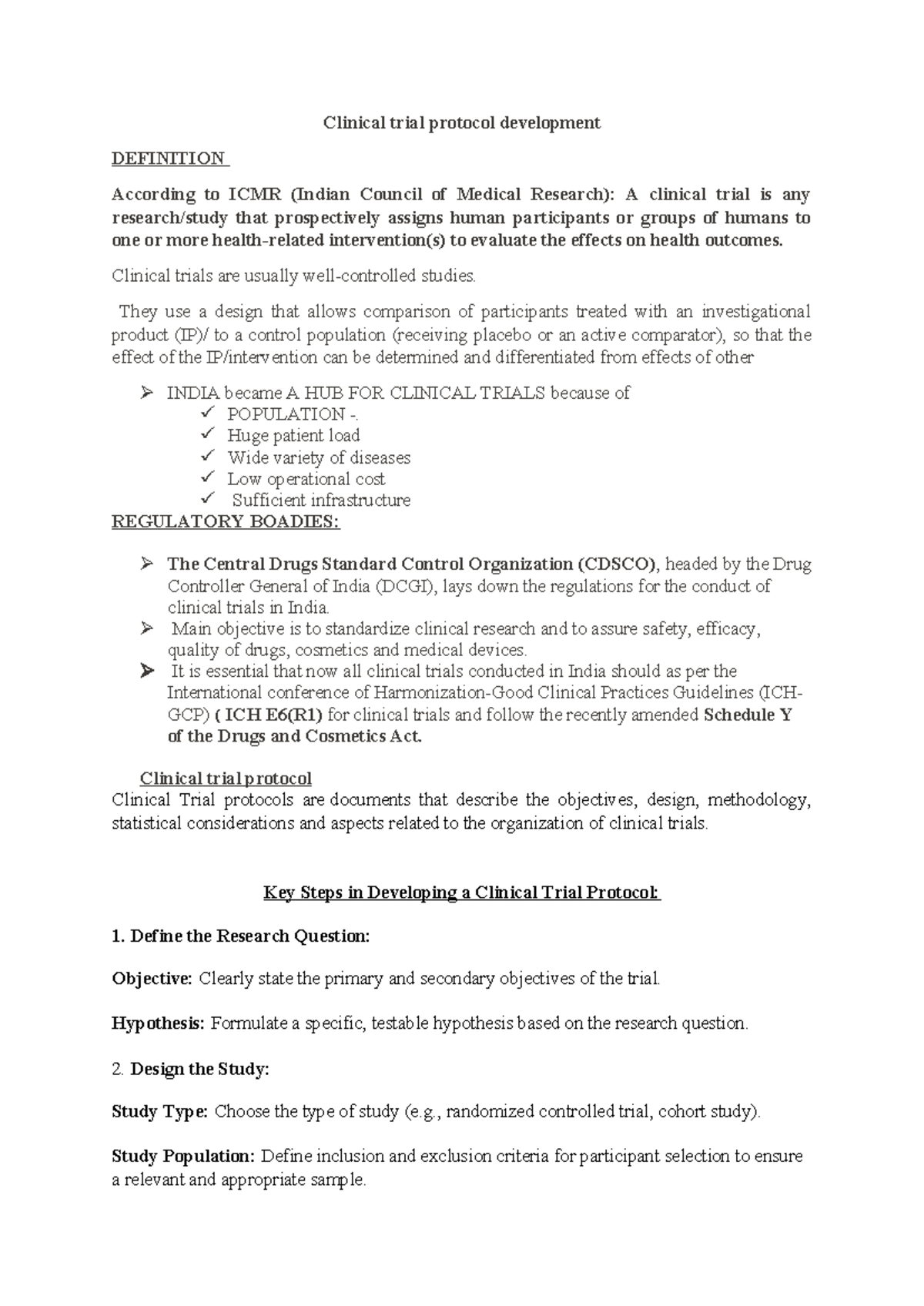 Clinical trial protocol development - Clinical trial protocol ...