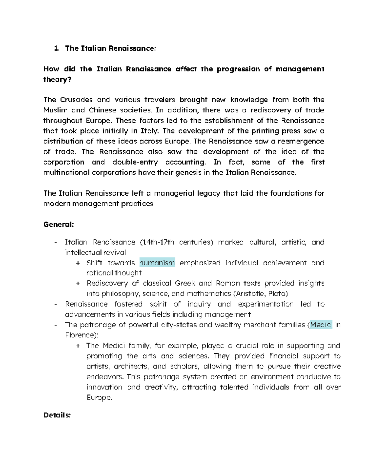 The Impact of the Italian Renaissance on Management Theory and ...