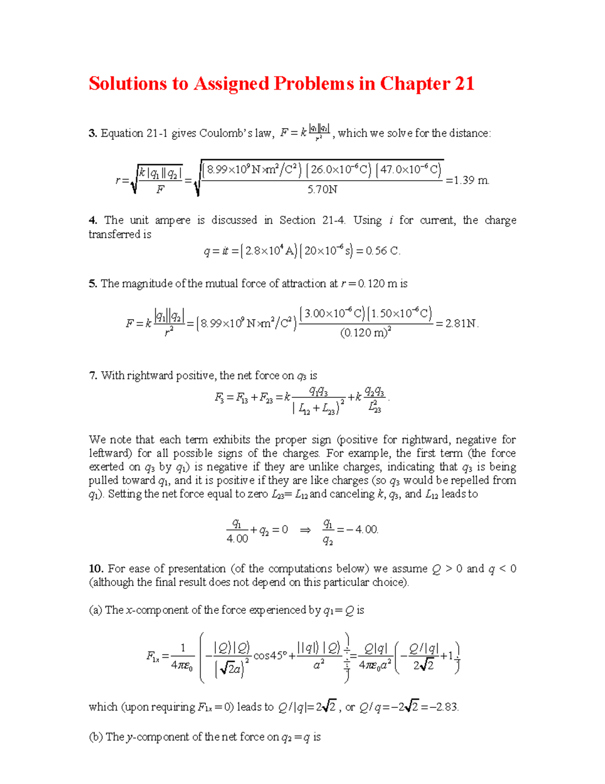 Practice Exam Solutions for Physics 2018 (Ch 21) Questions & Answers ...