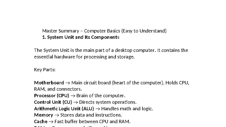 CCE 101 Final Exam Reviewer: Mastering Computer Basics - Studocu