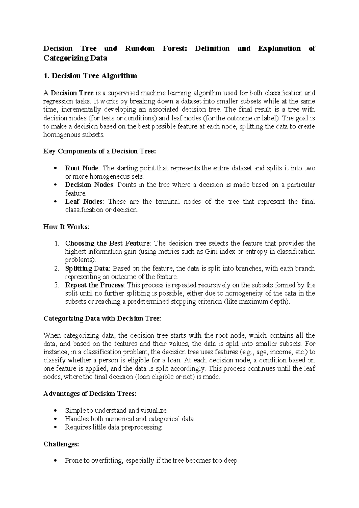 Decision Tree and Random Forest - Decision Tree Algorithm A Decision ...