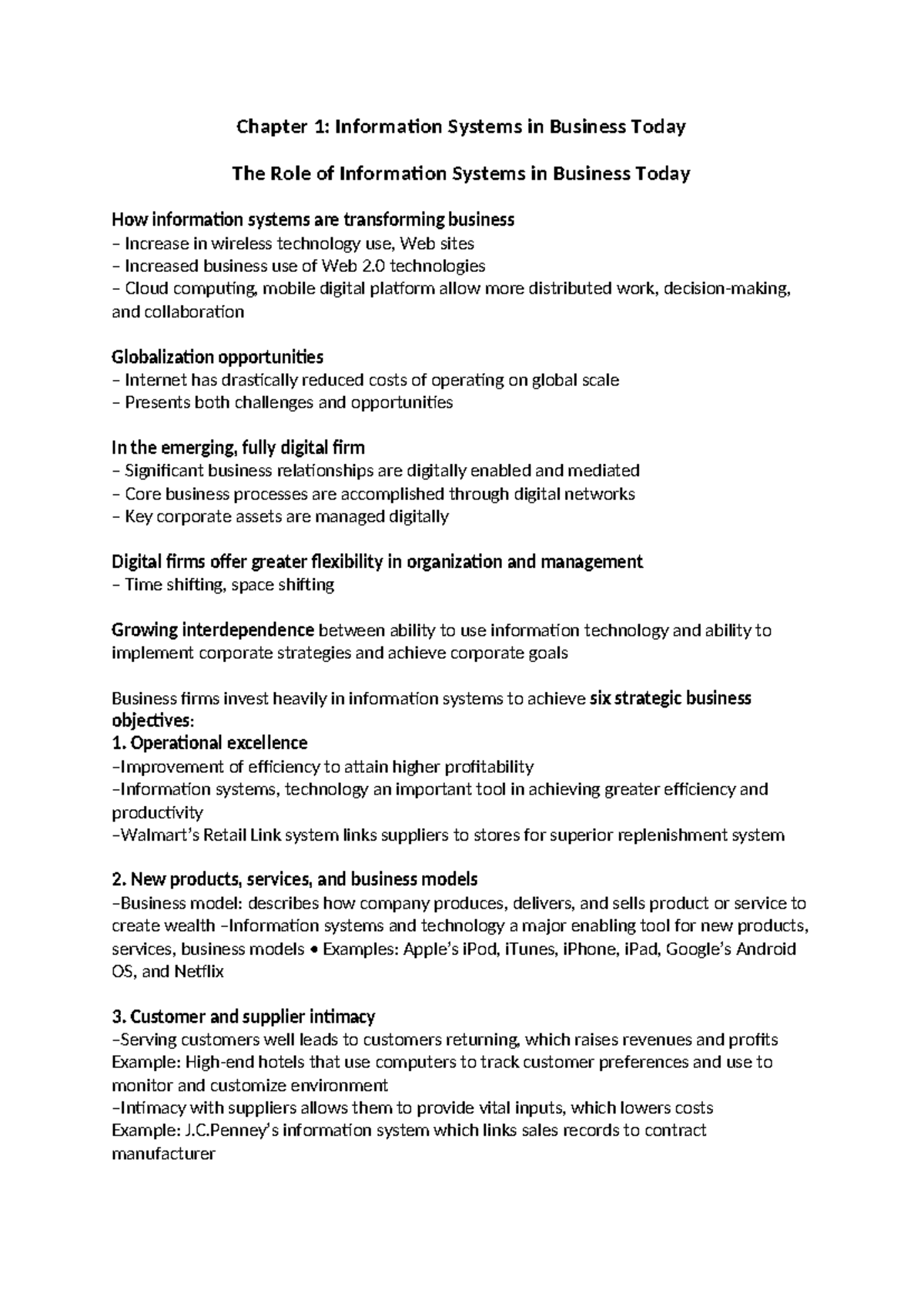 MIS Ch 1 - The Role of Information Systems in Modern Business - Studocu