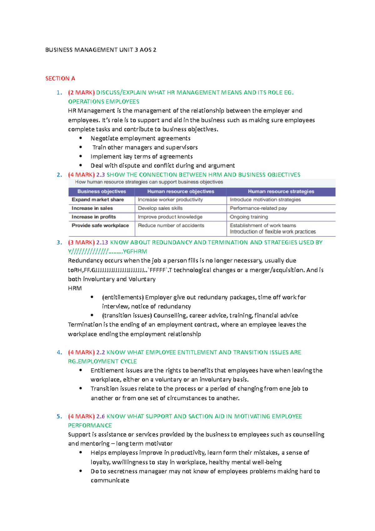 Business Management Unit 3 AOS 2 SAC Prep Notes - Studocu