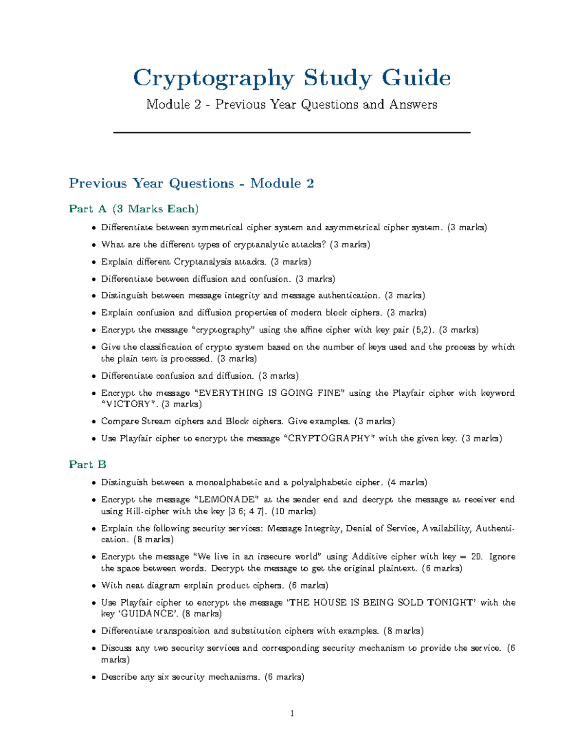 Crypto Module 2 - Lecture Notes: Key Concepts and Past Questions - Studocu