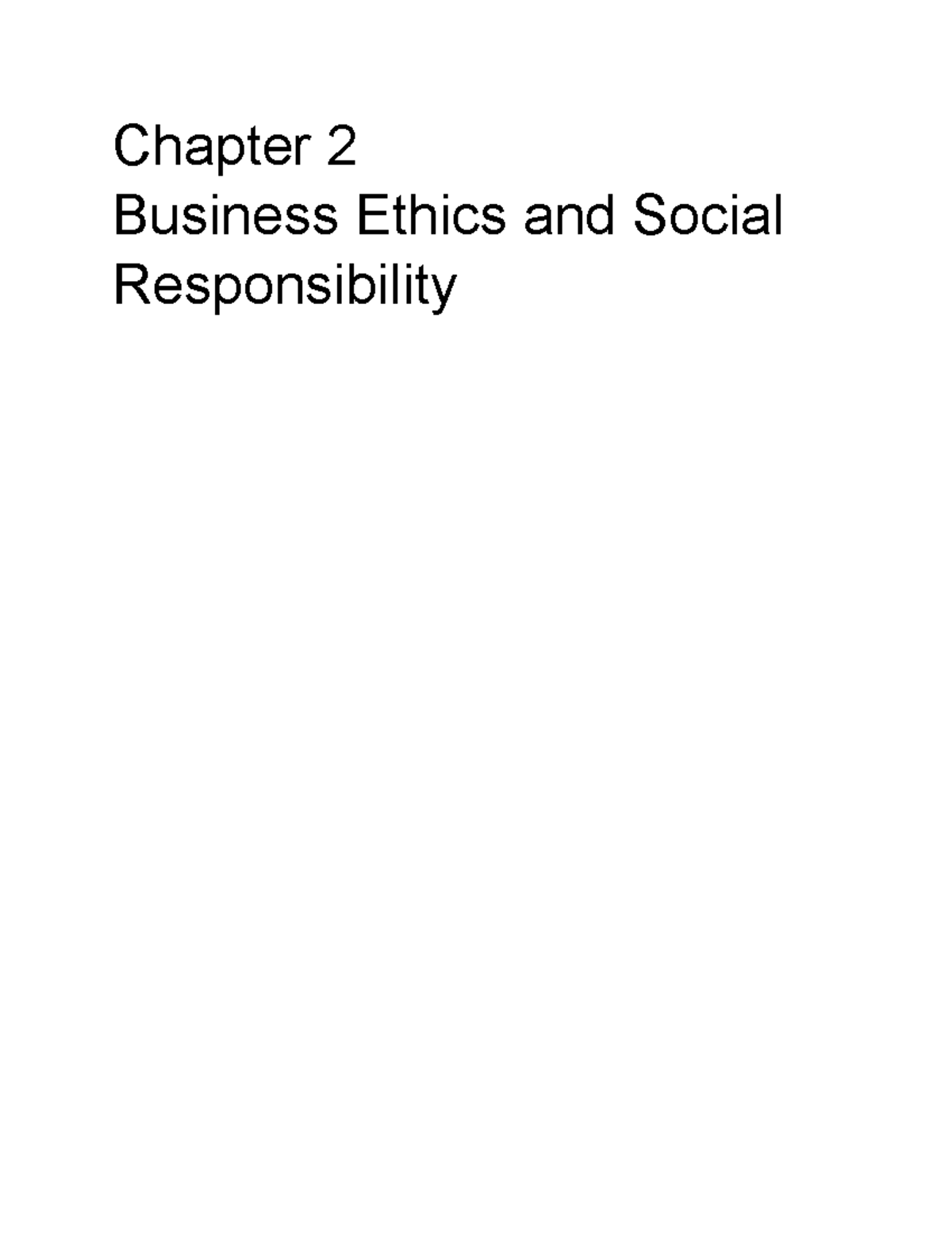 Chapter 2: Business Ethics and Social Responsibility Overview - Studocu
