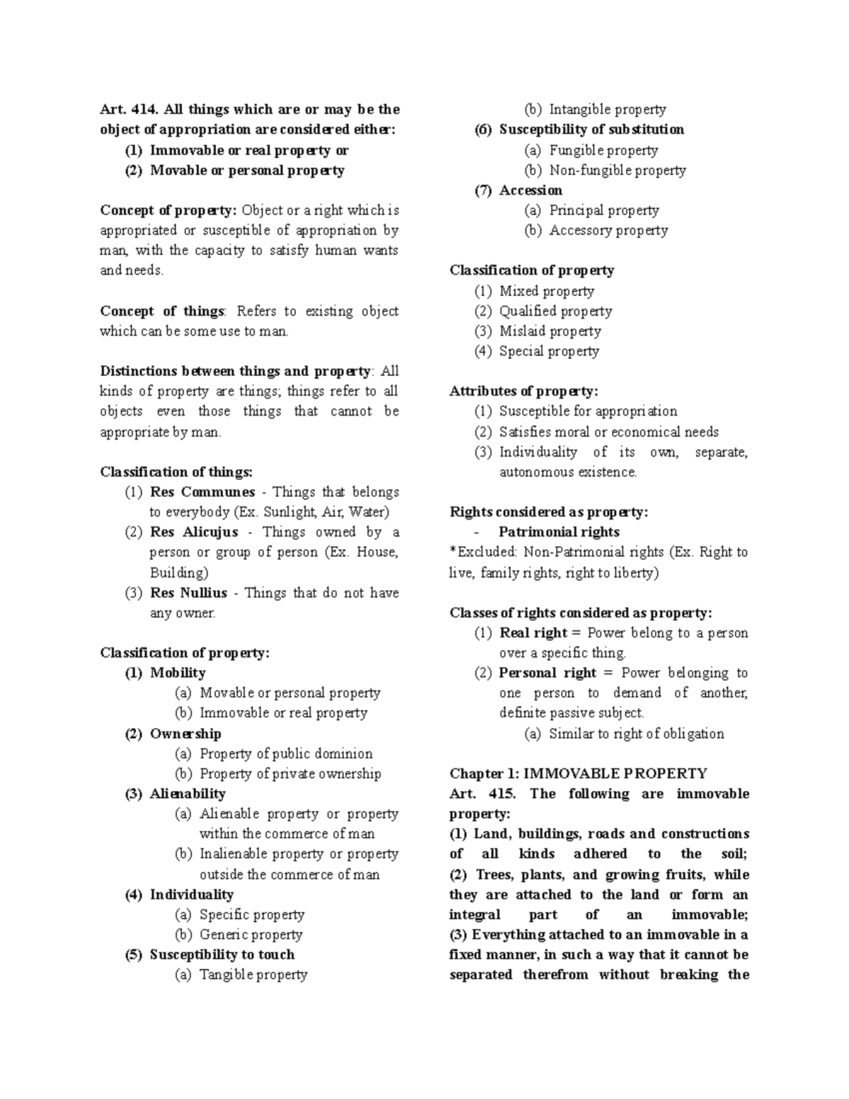 Law on Property: Week 1 Overview and Key Concepts - Studocu