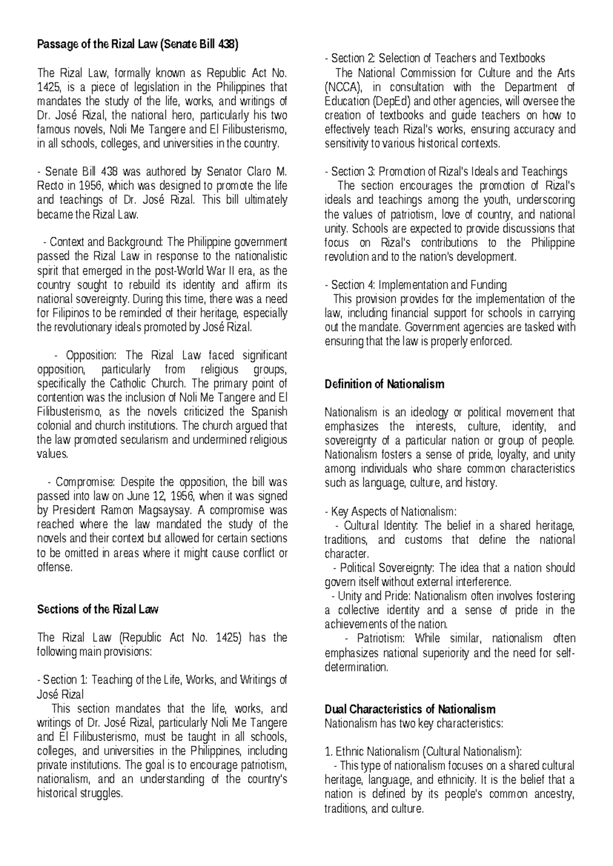 Rizal 1 BS Biology A - Passage of the Rizal Law (Senate Bill 438) The ...