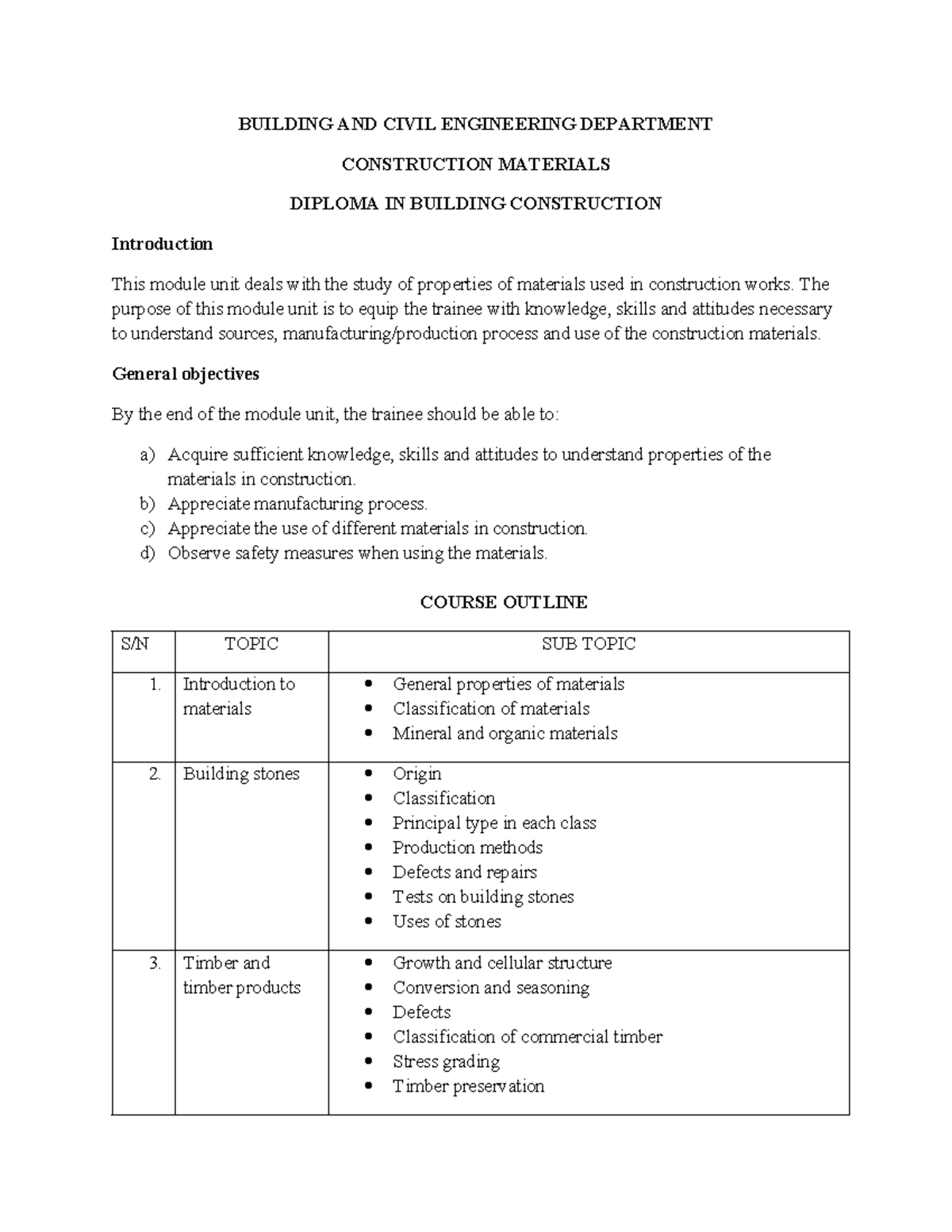 Building Stones Notes for Diploma in Building Construction (CIV 101 ...