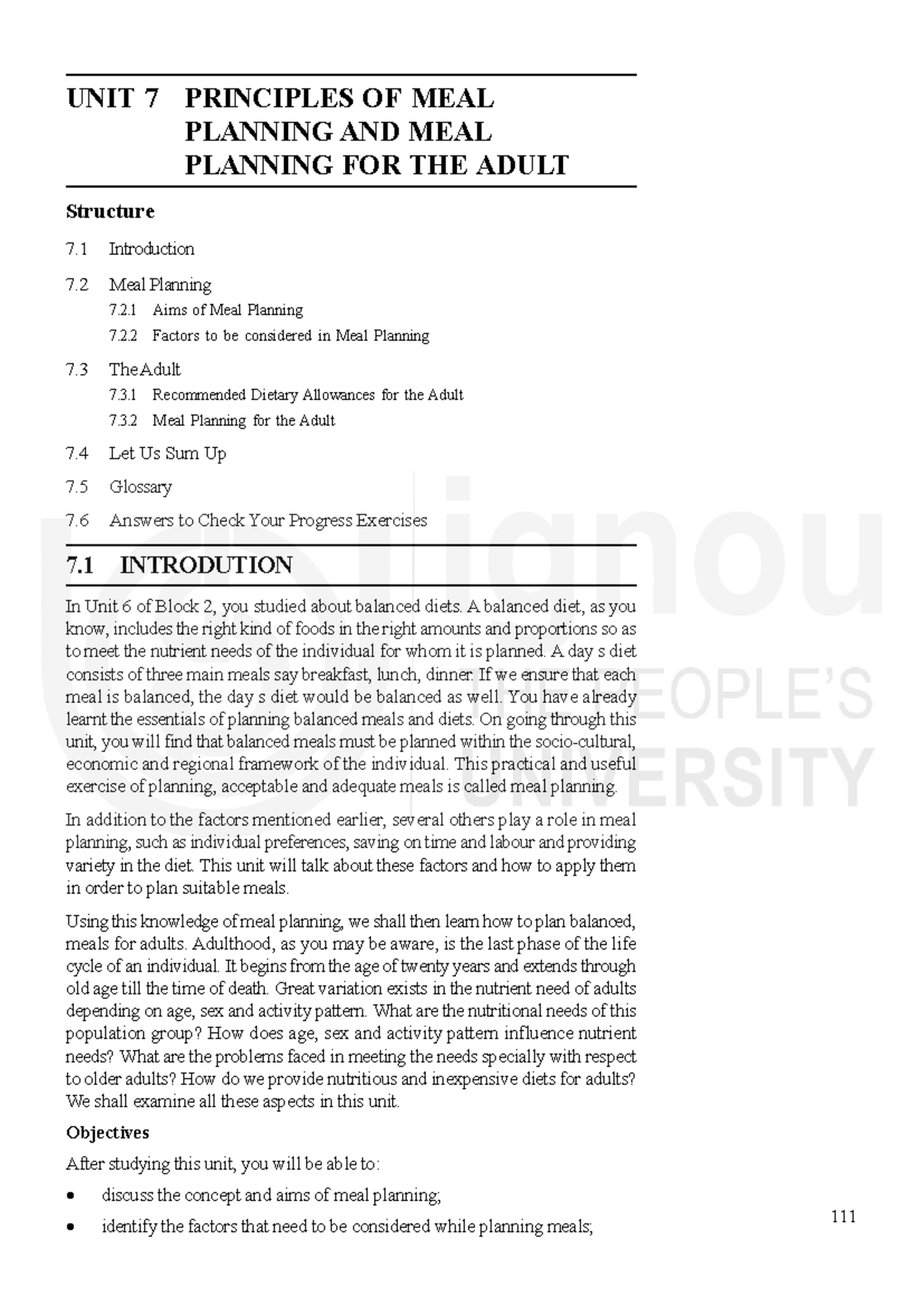 UNIT 7: Principles of Meal Planning and Dietary Guidelines for Adults ...