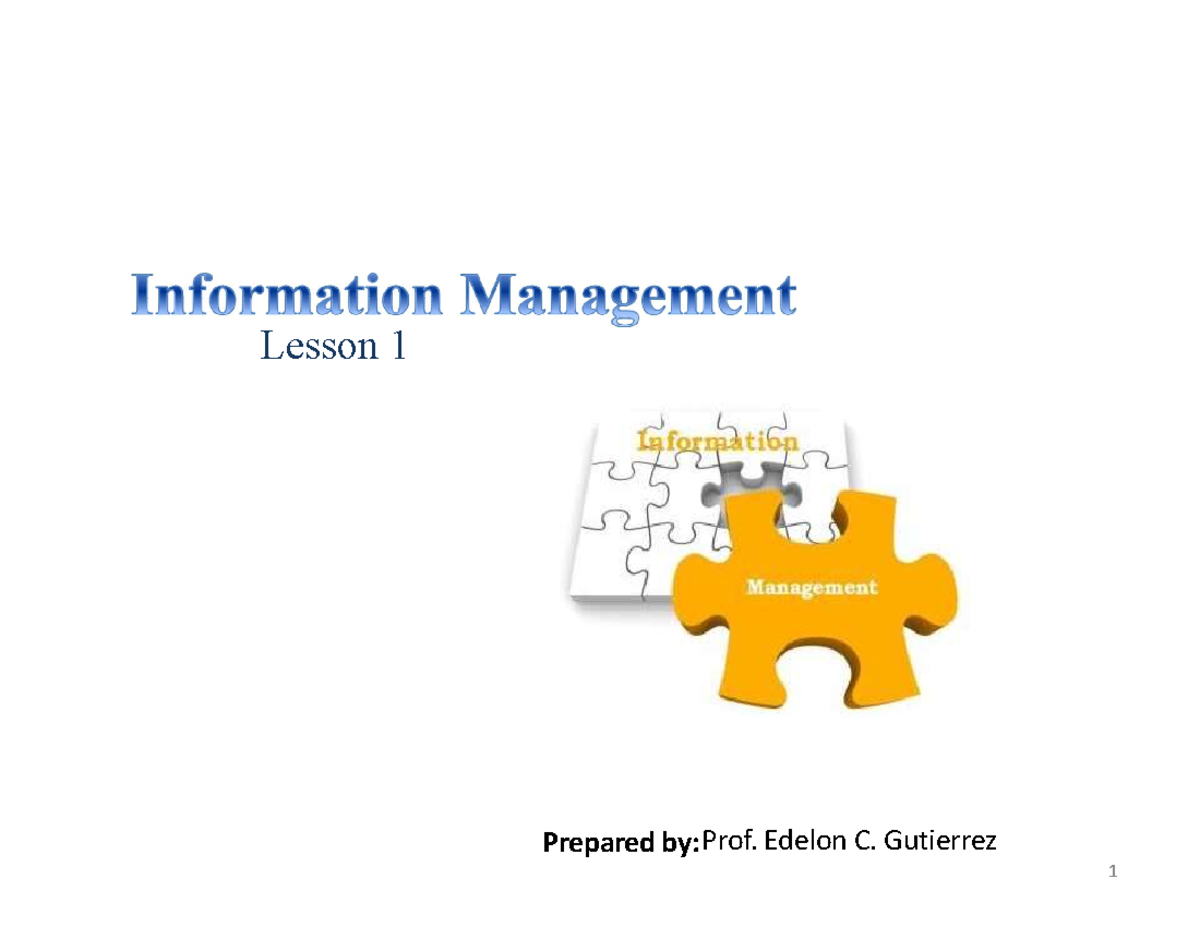 Module-1 Lesson: Understanding Data and Information Management - Studocu