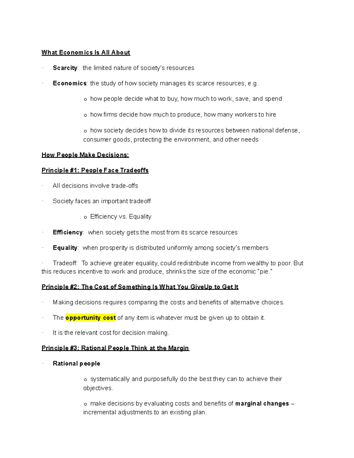 EC110 Chapter 1 Ten Principles of Economics - What Economics Is All ...
