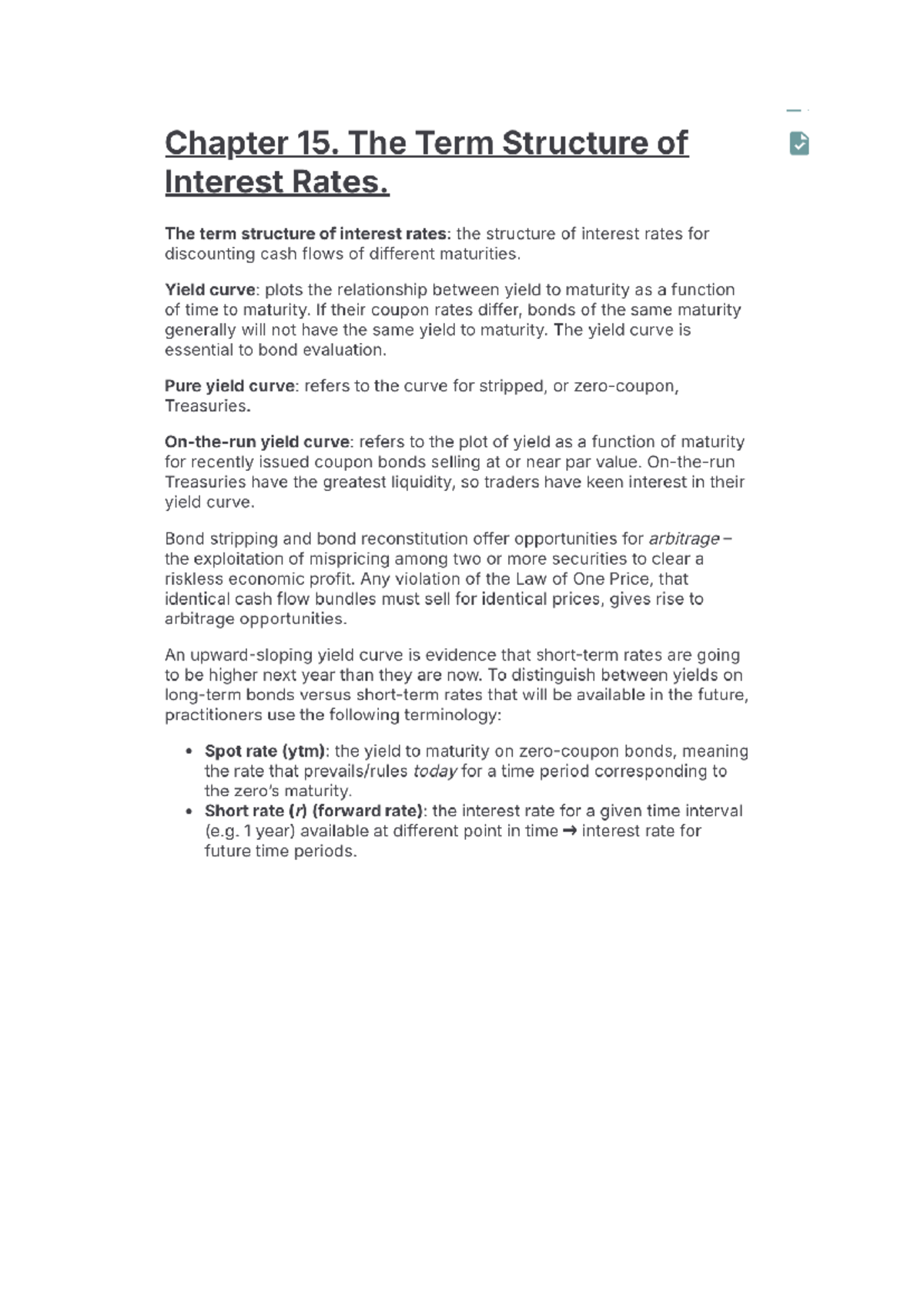 Chapter 15: The Term Structure of Interest Rates Explained - Studeersnel