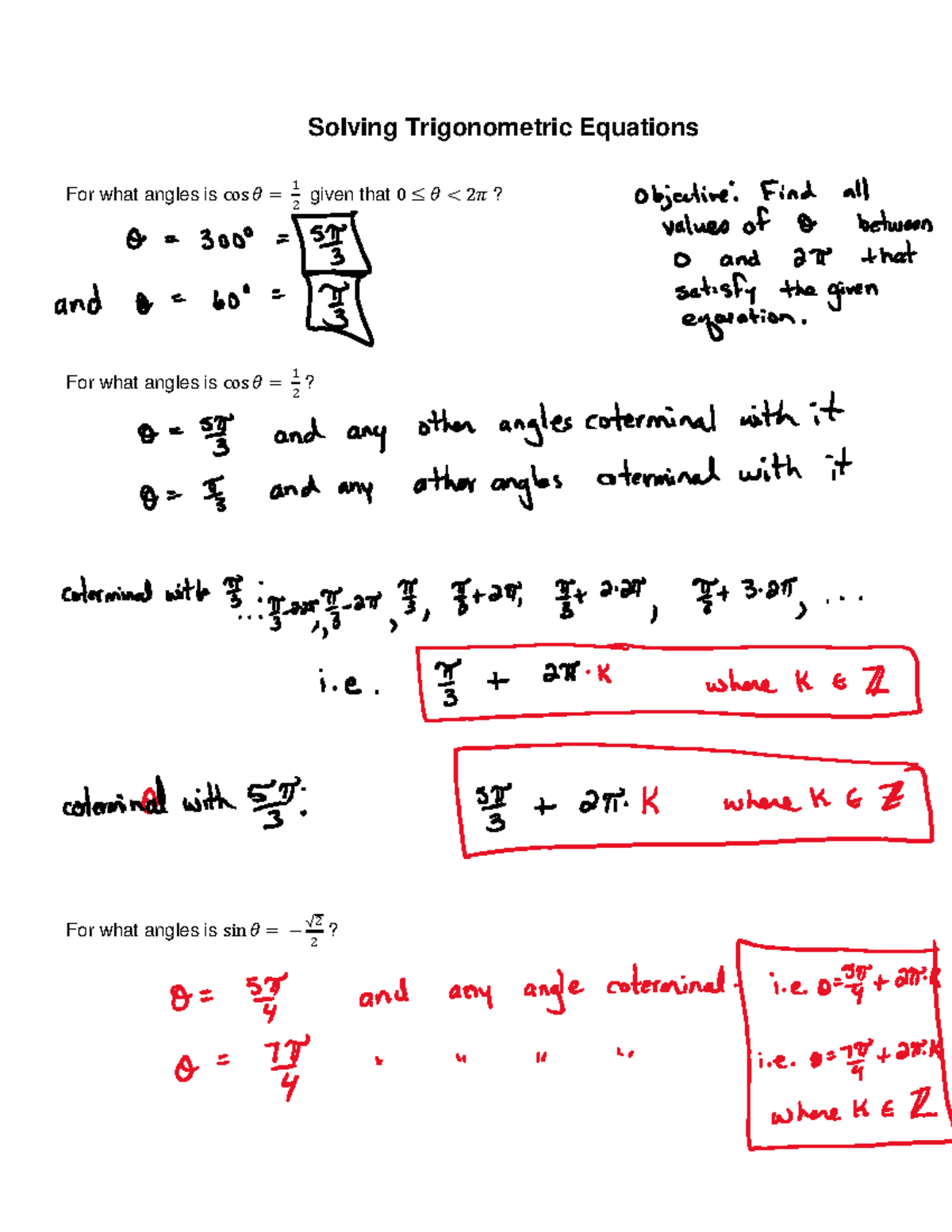 Solving Trigonometric Equations - Lecture Notes - Studocu
