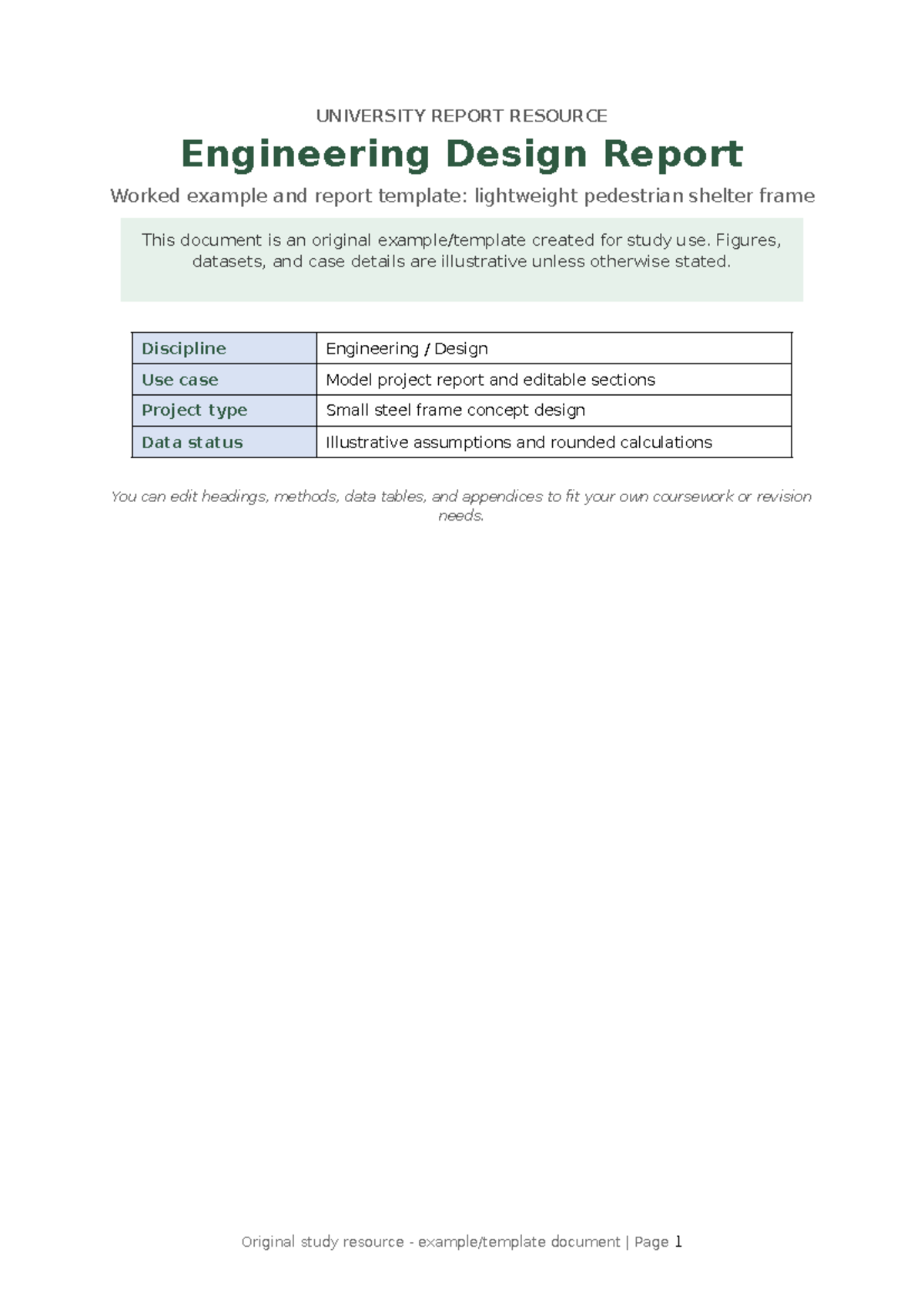 ENGR 03: Engineering Design Report Example for Lightweight Shelter ...