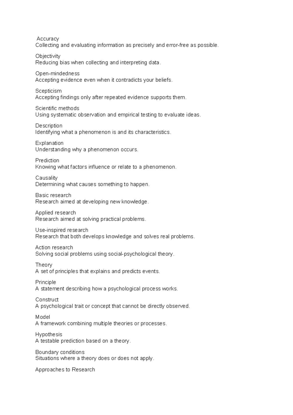 Psychology Terms and Concepts Overview - Hoofdstuk 1-15 - Studeersnel