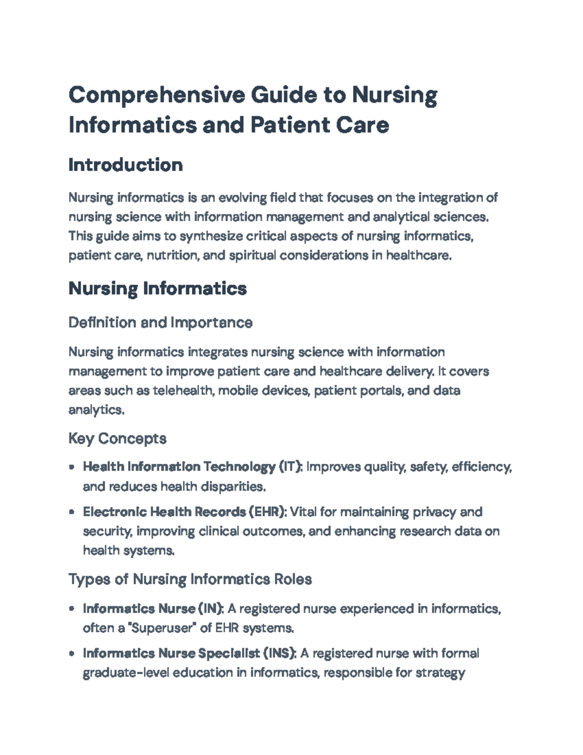 Comprehensive Guide to Nursing Informatics and Patient Care Essentials ...