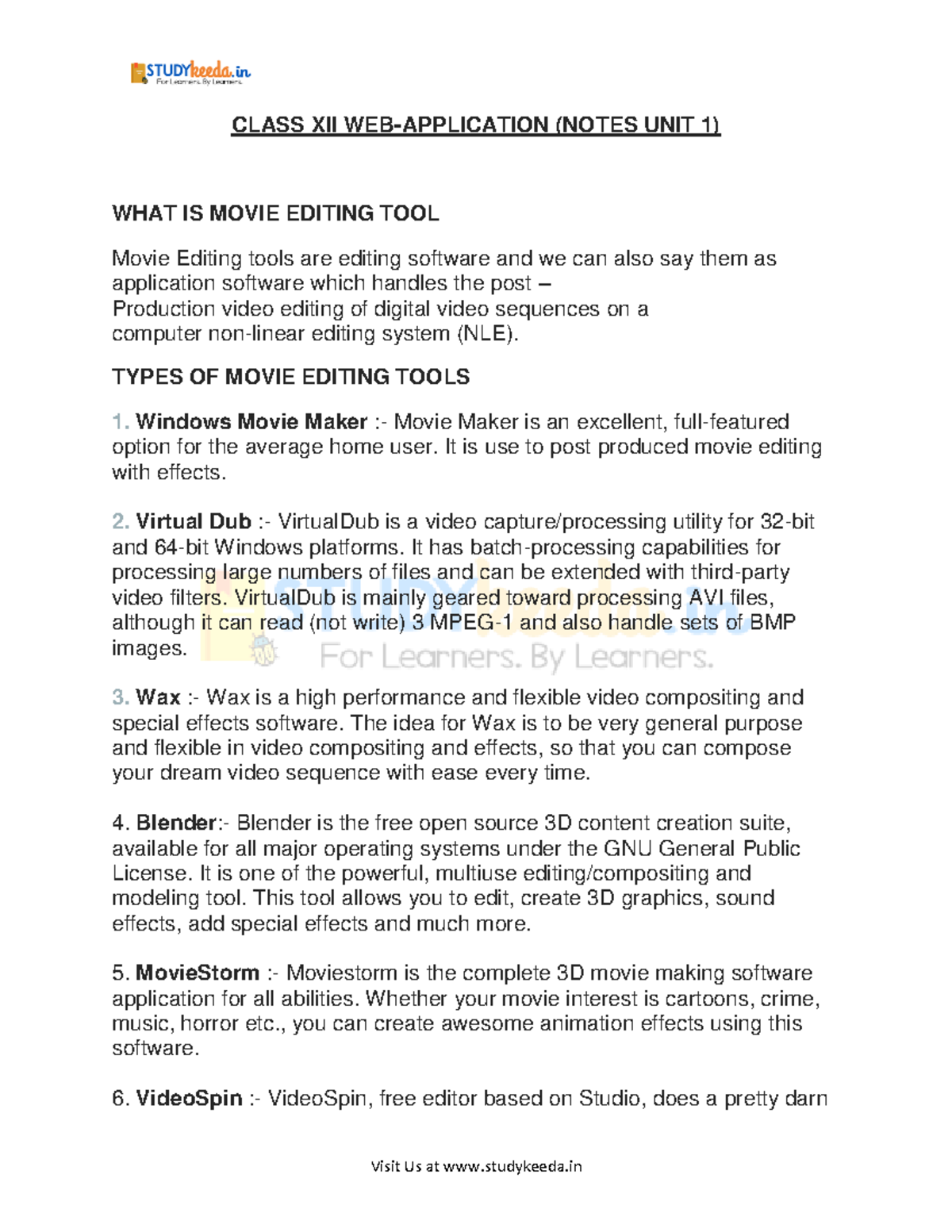 WEB APP Booklet - book - Visit Us at studykeeda CLASS XII WEB ...