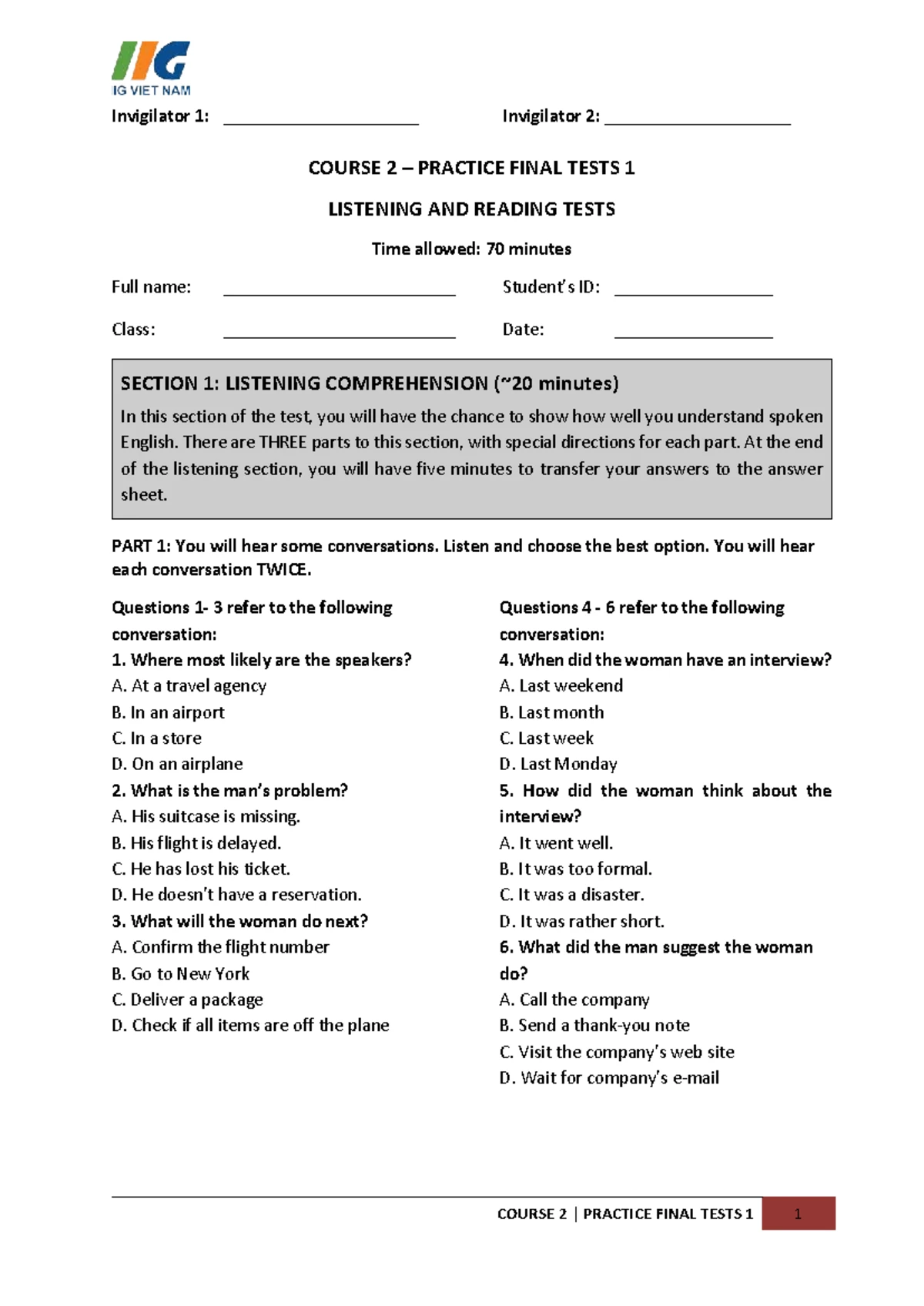 C2 Listening & Reading Practice Test 2 – Final Exam Prep - Studocu