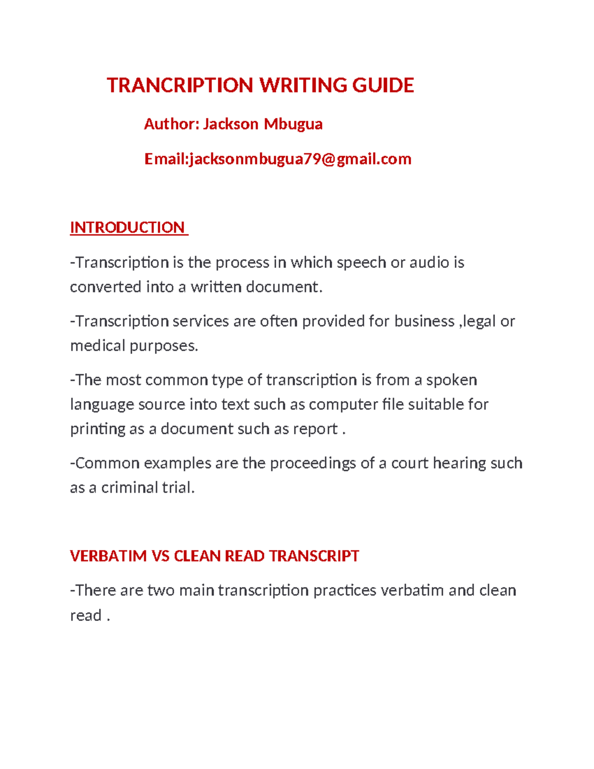 Transcription Writing Guide: Essential Skills & Best Practices - Studocu