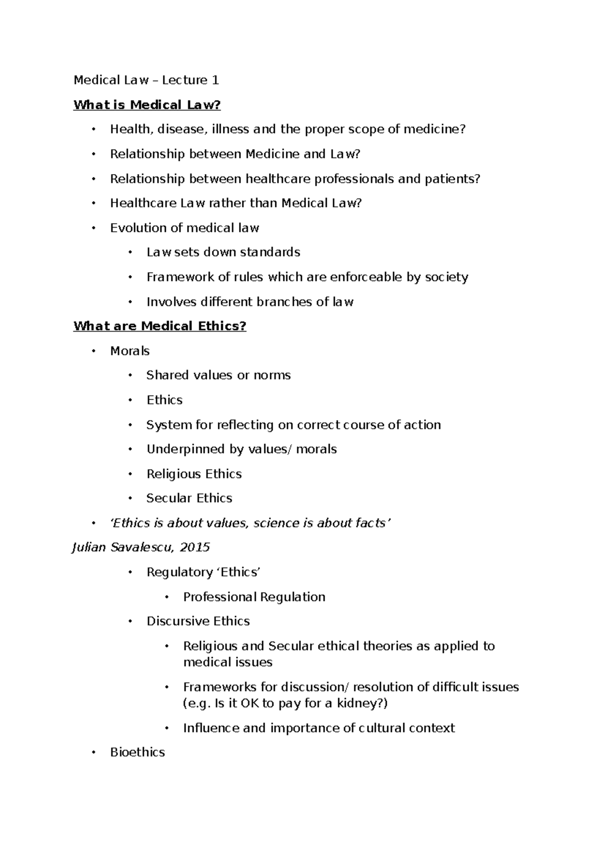 Lecture 1 - gfsjjsjjskc - Medical Law – Lecture 1 What is Medical Law ...