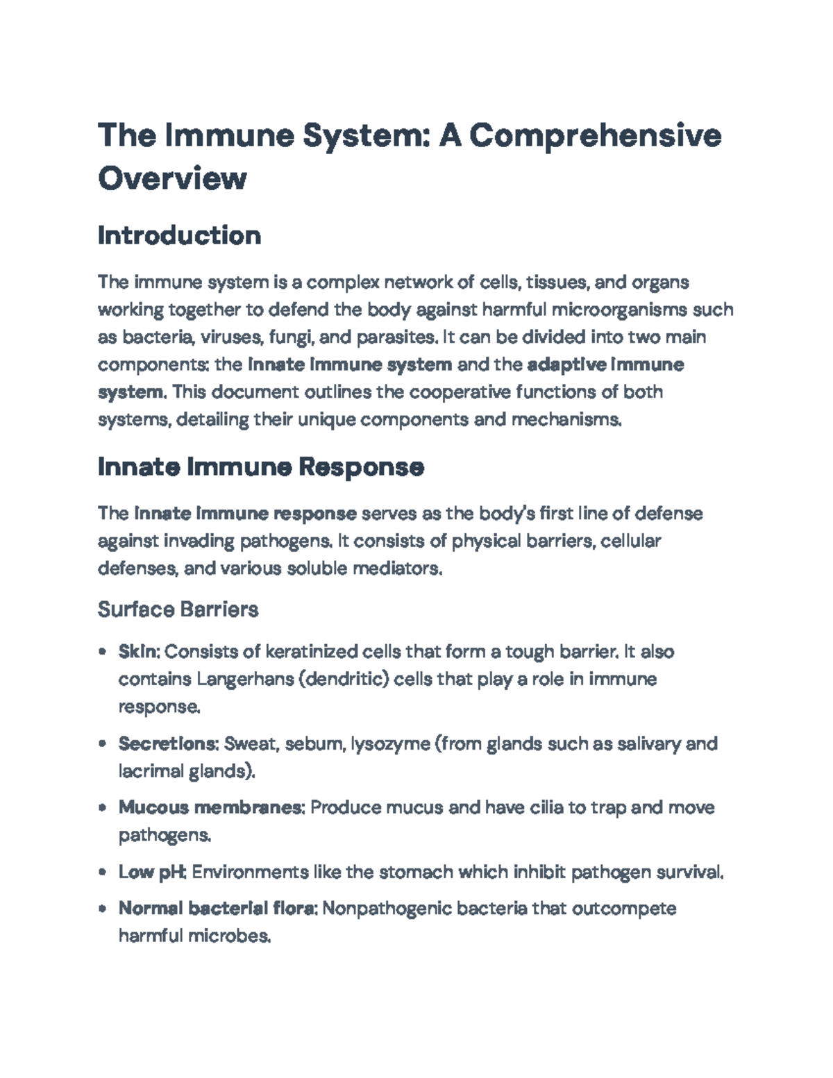 Immune System Overview: Components and Responses to Pathogens - The ...