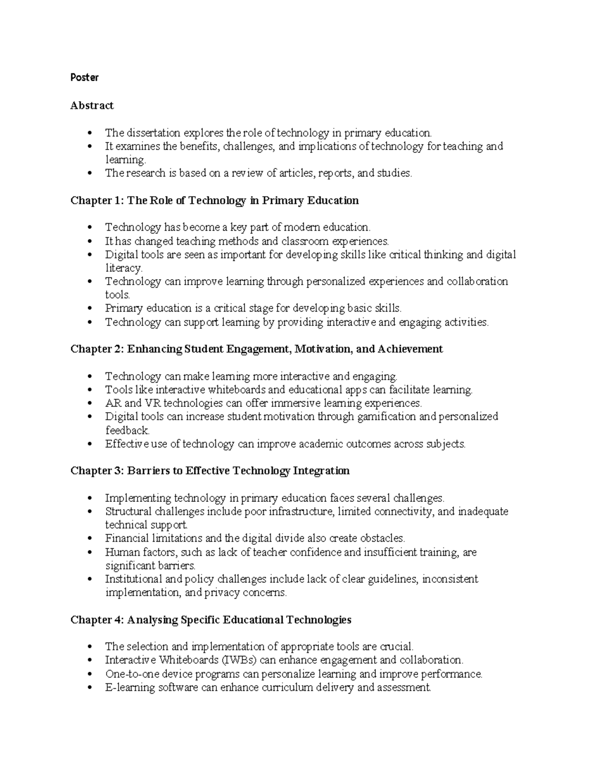 Poster Abstract: The Role of Technology in Primary Education - Studocu