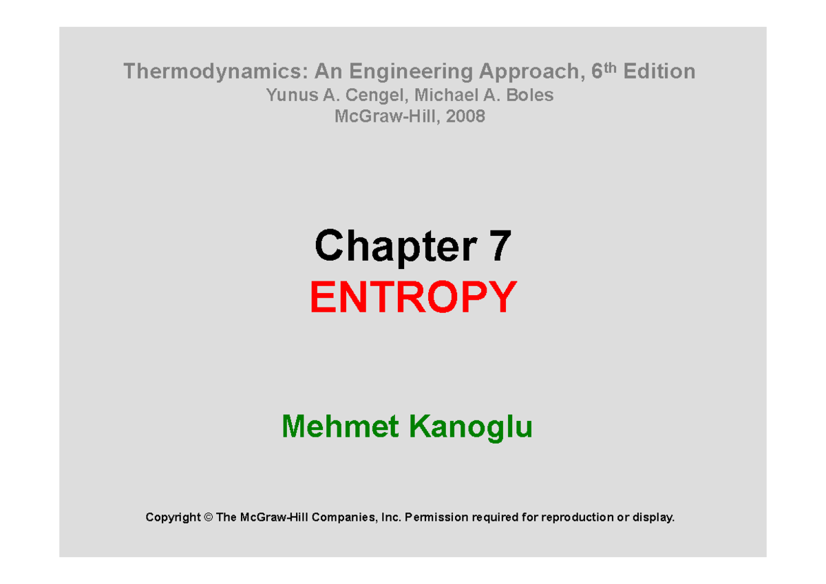 Entropy - Lecture Notes 7 (Thermodynamics: Entropy Overview) - Studocu