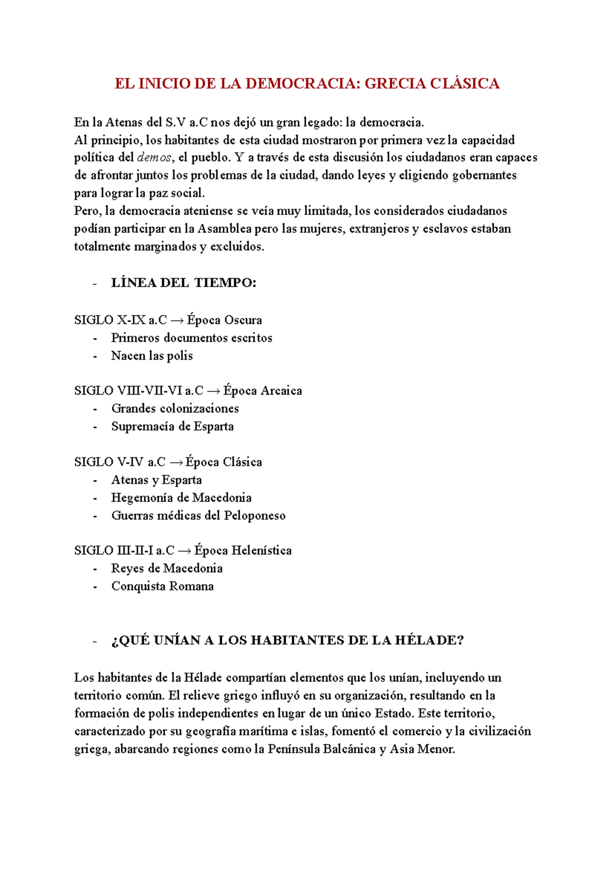 EL INICIO DE LA DEMOCRACIA EN GRECIA CLÁSICA: ANÁLISIS Y LEGAJO - Studocu