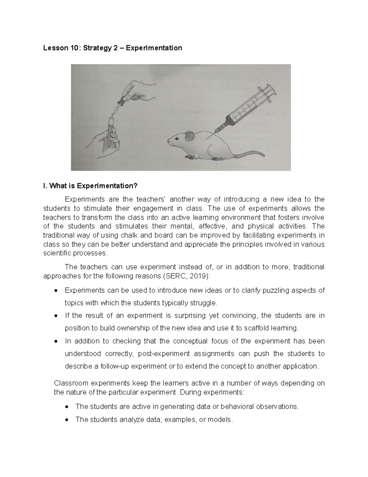 Unit 3 Lesson 10 - Experimentation as a Teaching Strategy in Education ...